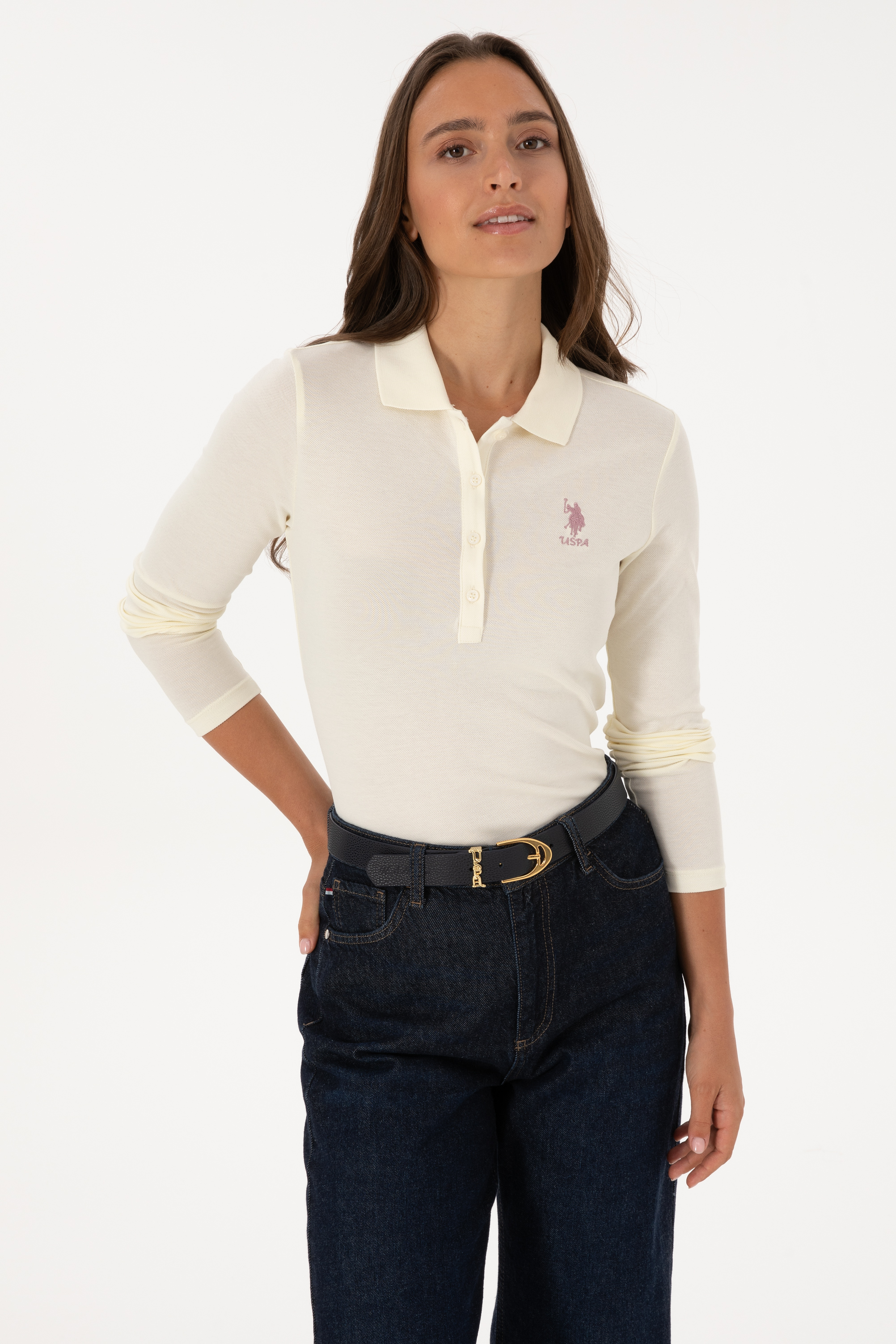 سویشرت کرمی اندامی زنانه یو اس پولو | US POLO ASSN