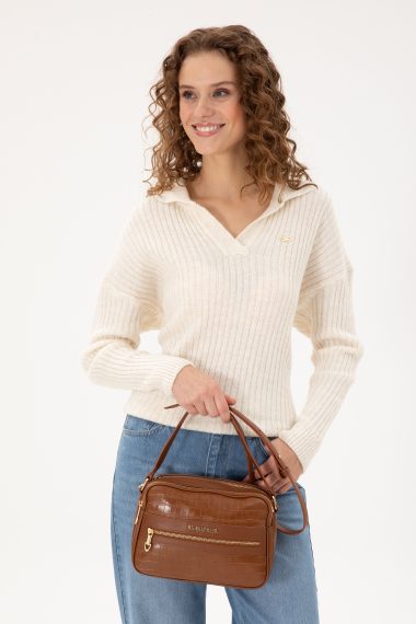 کیف رودوشی  قهوه ای روشن  استاندارد فیت  زنانه یو اس پولو | US POLO ASSN