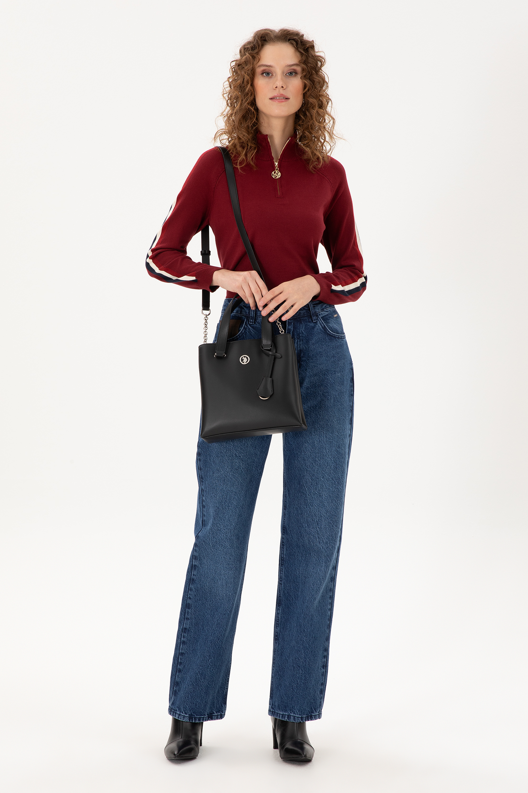 کیف رودوشی سیاه استاندارد فیت زنانه یو اس پولو | US POLO ASSN