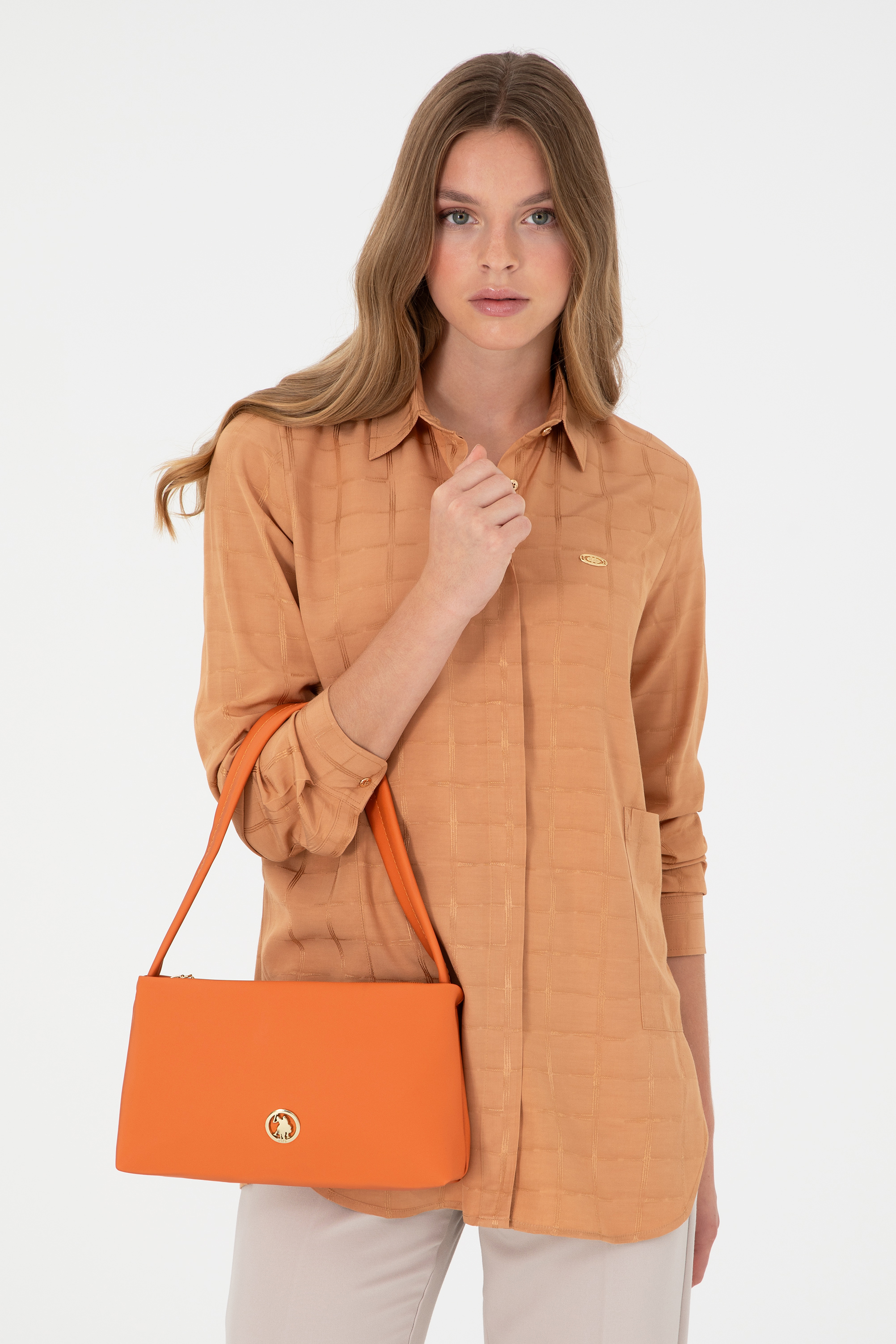 کیف رودوشی نارنجی استاندارد فیت زنانه یو اس پولو | US POLO ASSN