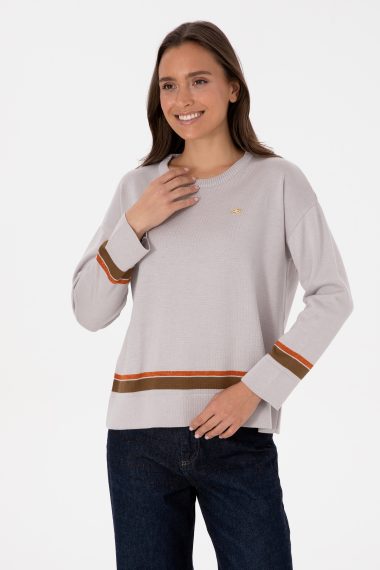 بافت  خاکستری  ریلکس  زنانه یو اس پولو | US POLO ASSN