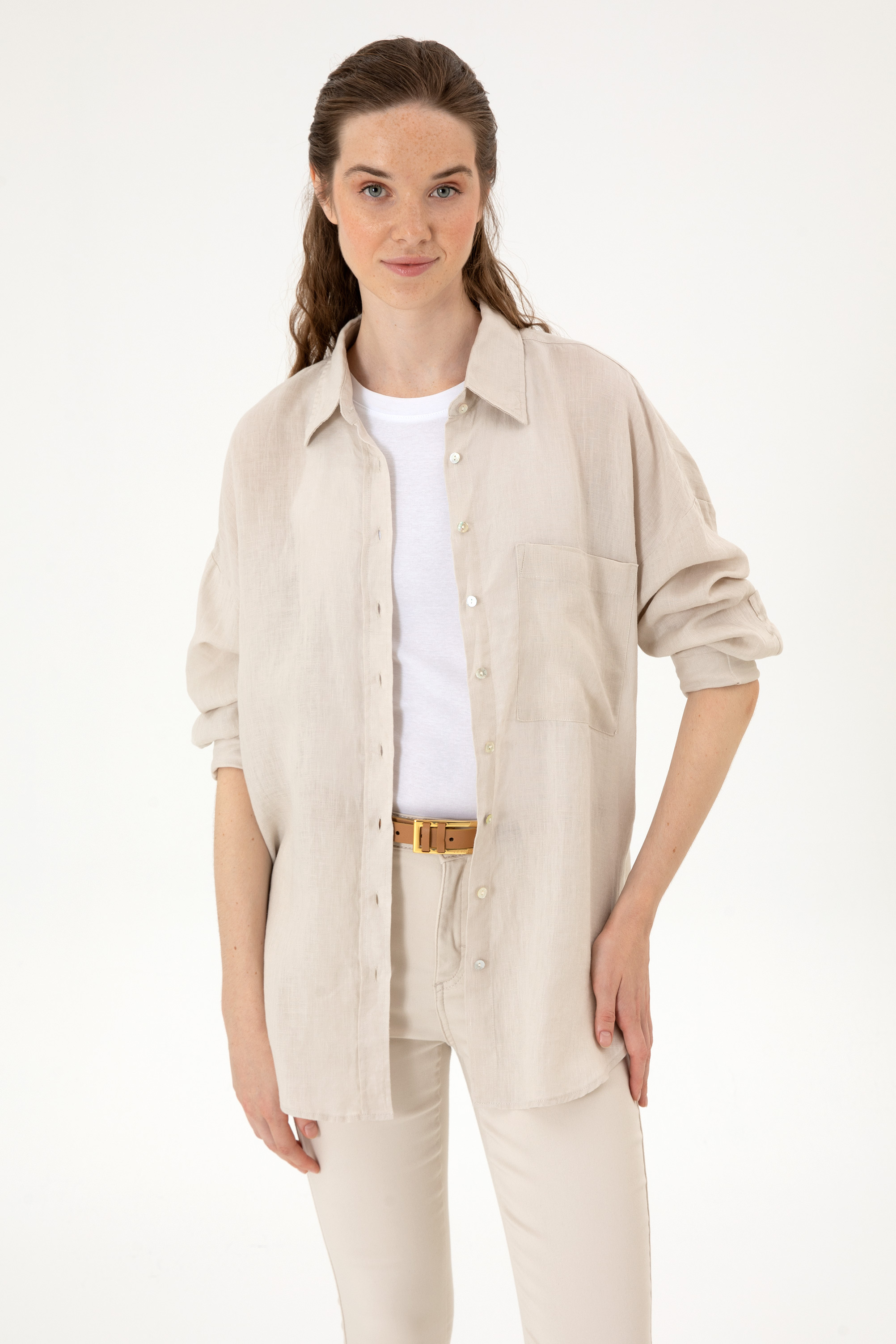 پیراهن خاکستری Oversize زنانه یو اس پولو | US POLO ASSN