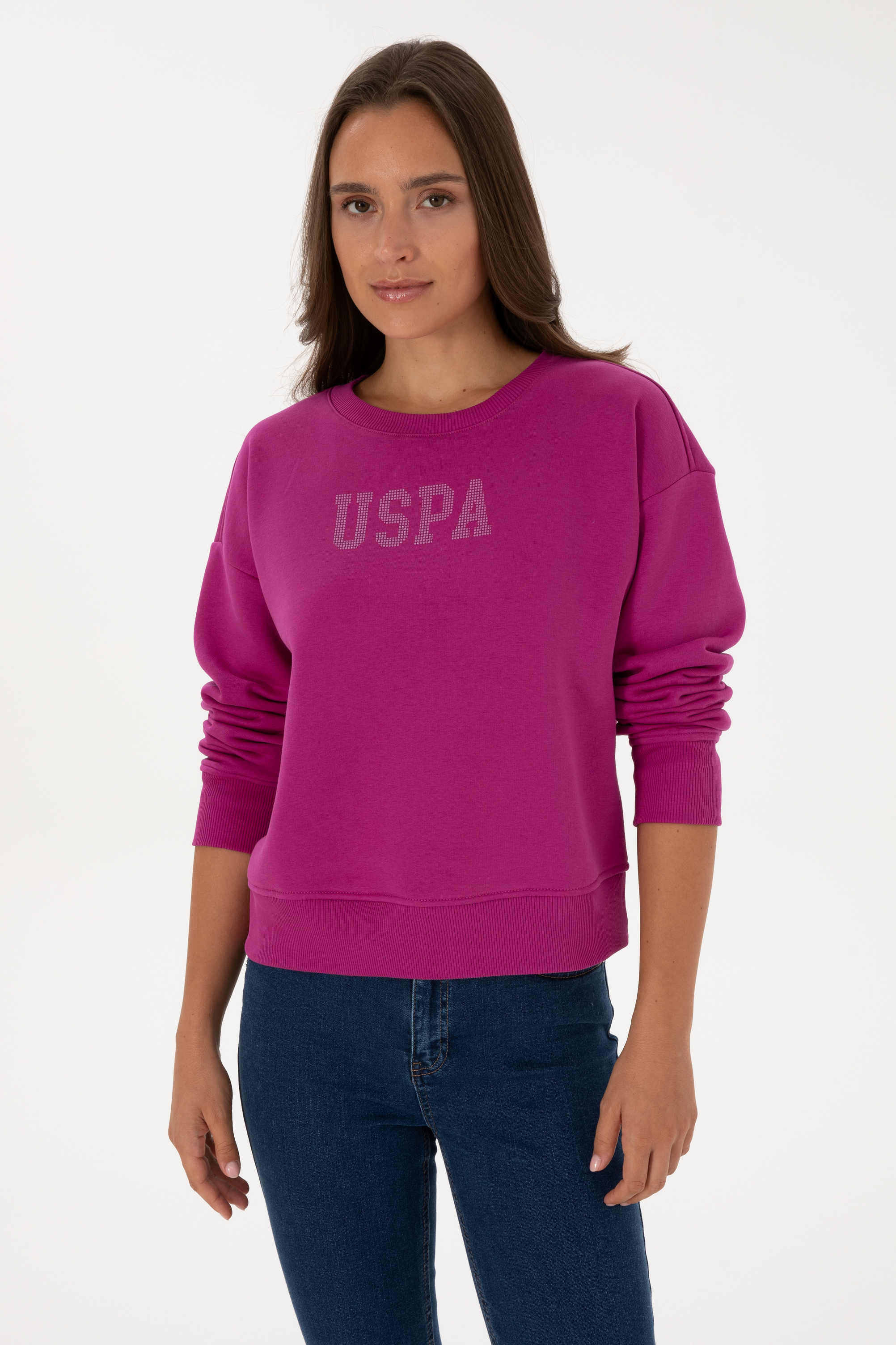 سویشرت ارغوانی ریلکس زنانه یو اس پولو | US POLO ASSN