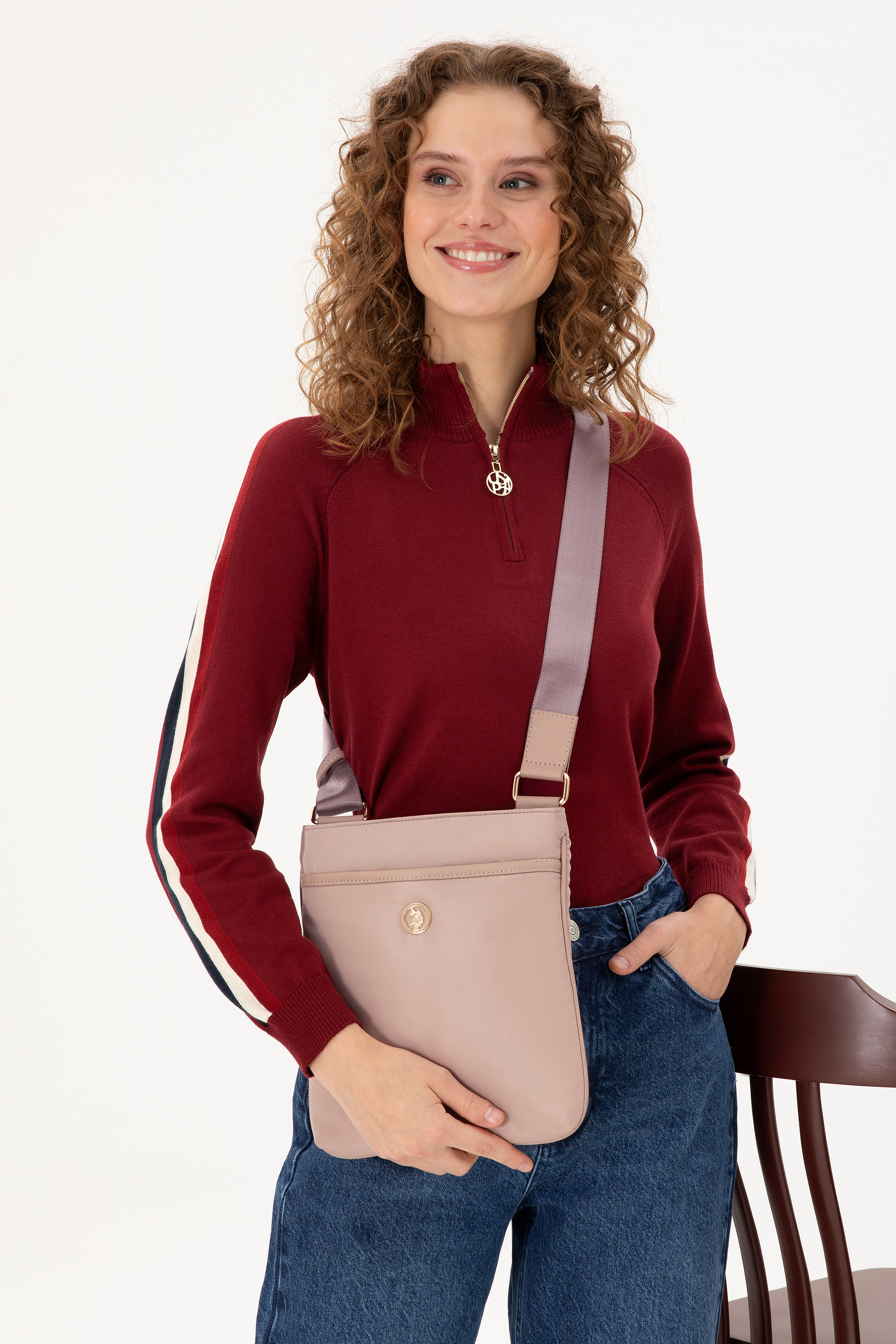 کیف رودوشی بژ استاندارد فیت زنانه یو اس پولو | US POLO ASSN