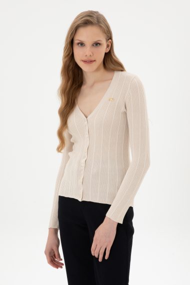 ژاکت تریکو  سفید  اندامی  زنانه یو اس پولو | US POLO ASSN