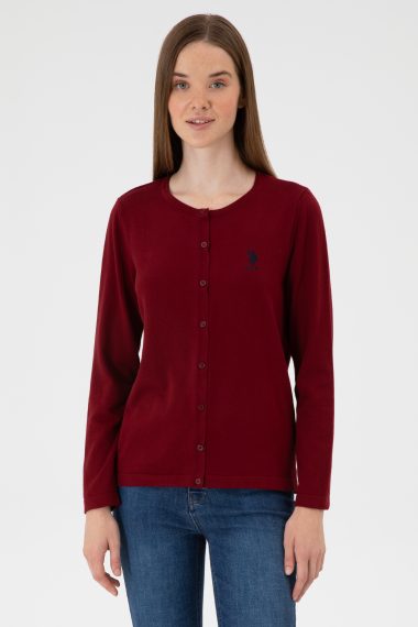 ژاکت تریکو  بورگاندی  اندامی  زنانه یو اس پولو | US POLO ASSN