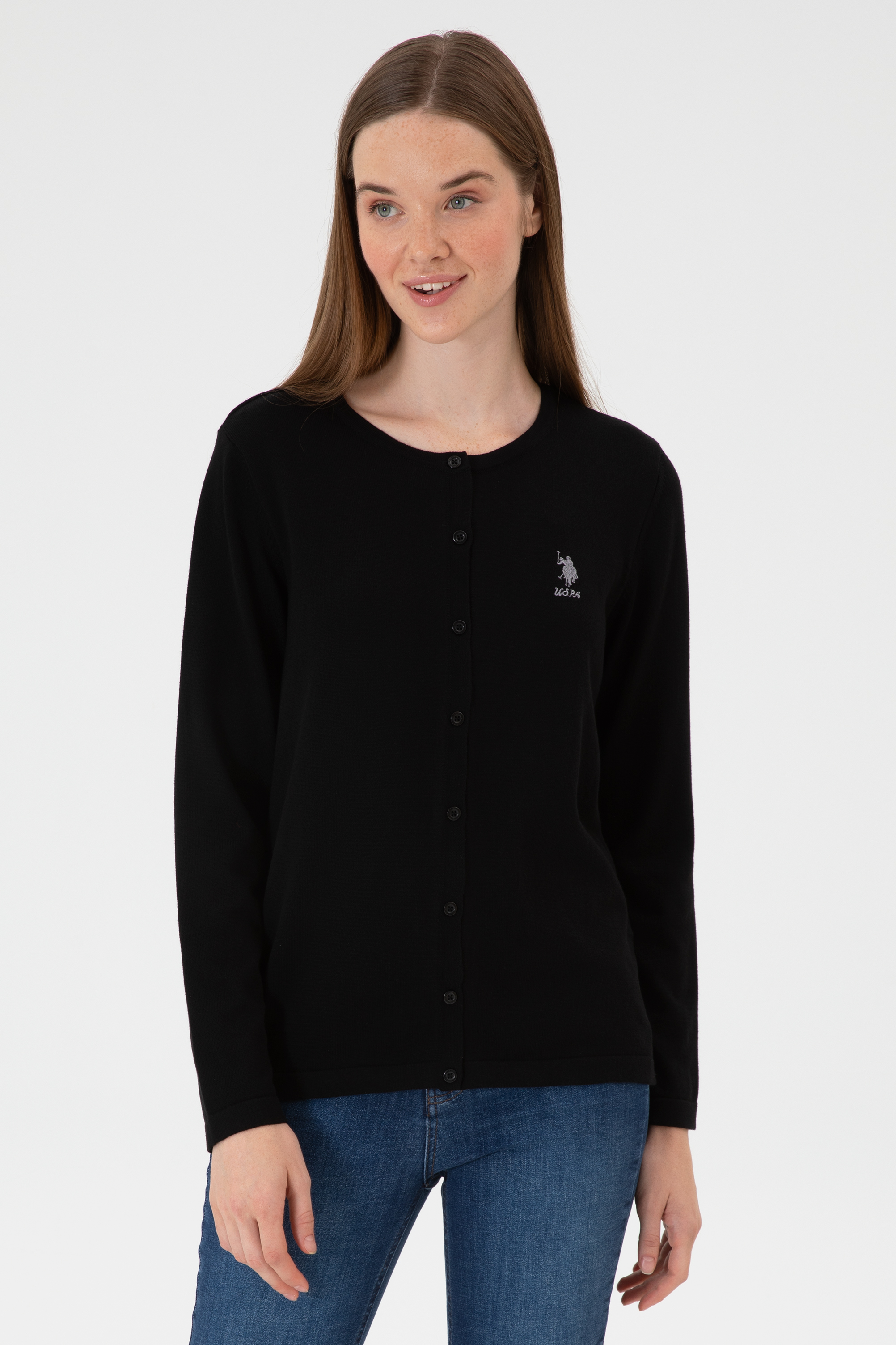 ژاکت تریکو سیاه اندامی زنانه یو اس پولو | US POLO ASSN
