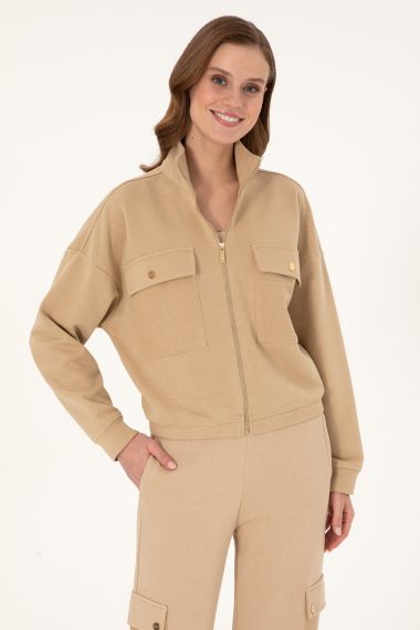 سویشرت  کرمی  Oversize  زنانه یو اس پولو | US POLO ASSN