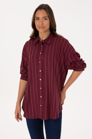 پیراهن  آلبالویی  Oversize  زنانه یو اس پولو | US POLO ASSN