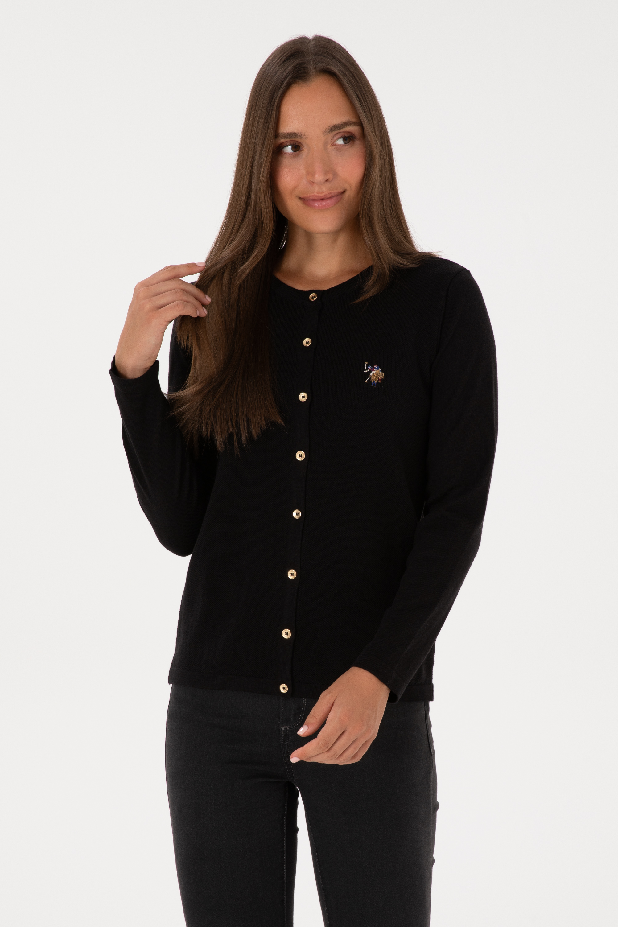 ژاکت تریکو سیاه اندامی زنانه یو اس پولو | US POLO ASSN