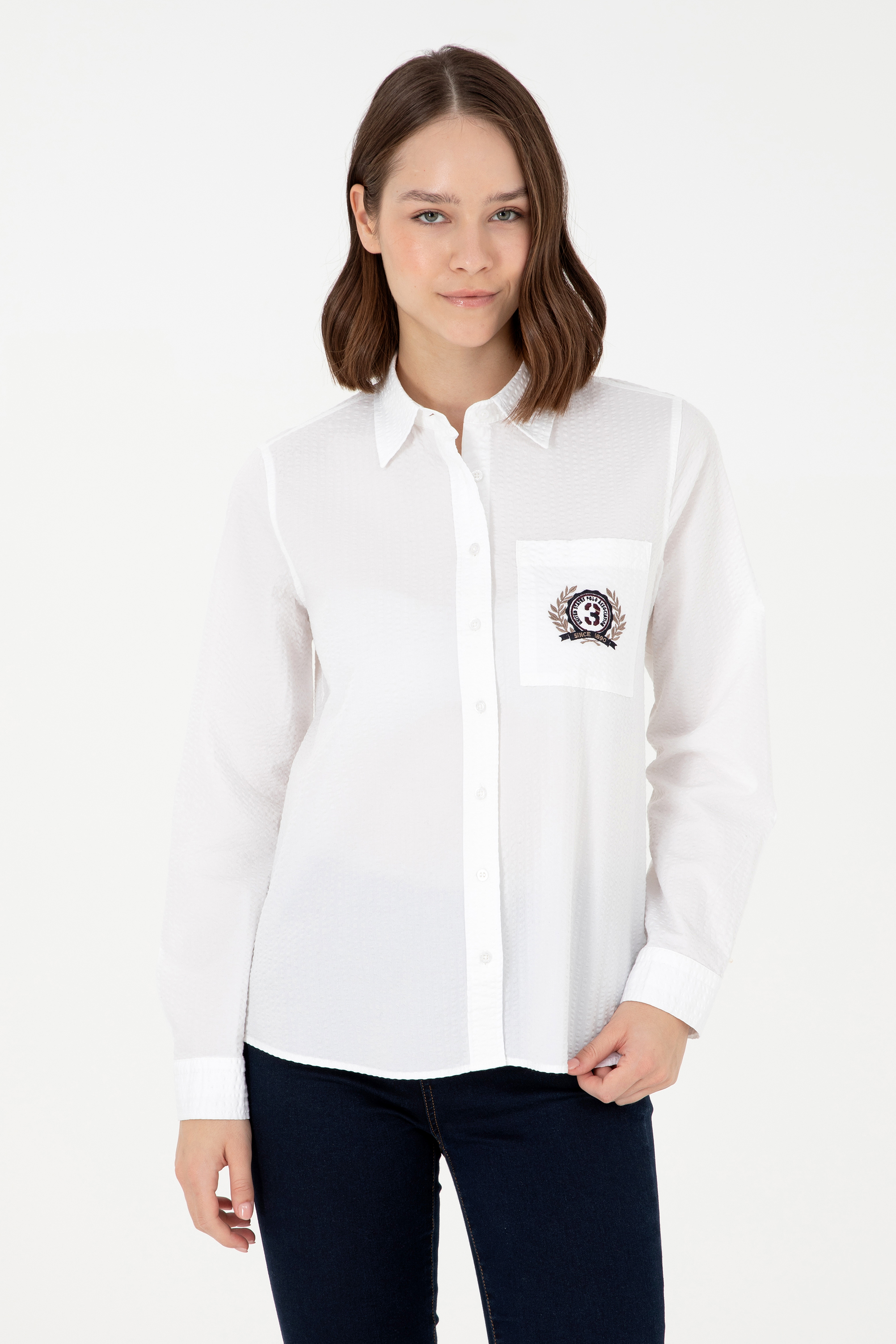 پیراهن سفید رگولار زنانه یو اس پولو | US POLO ASSN