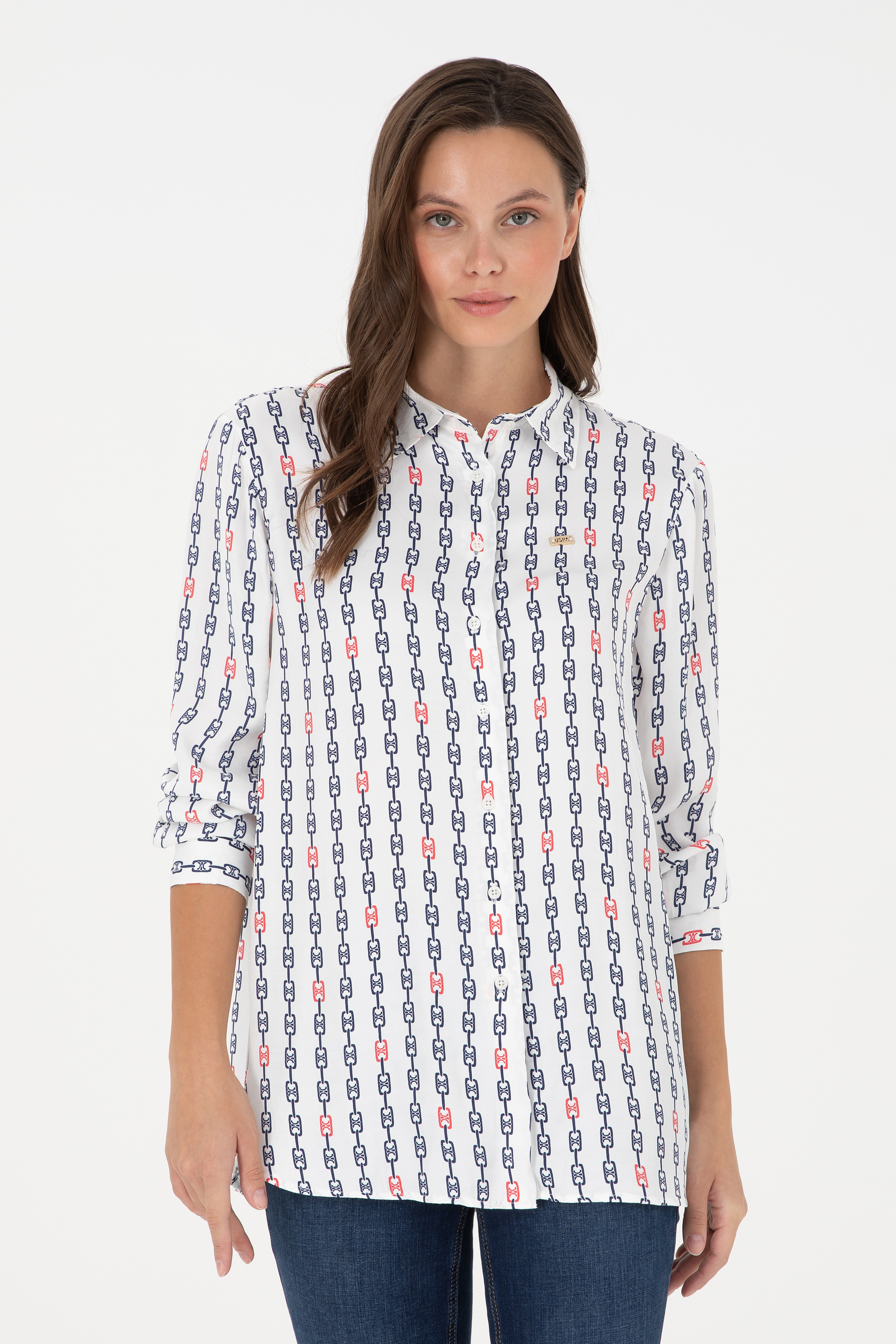 پیراهن سفید رگولار زنانه یو اس پولو | US POLO ASSN