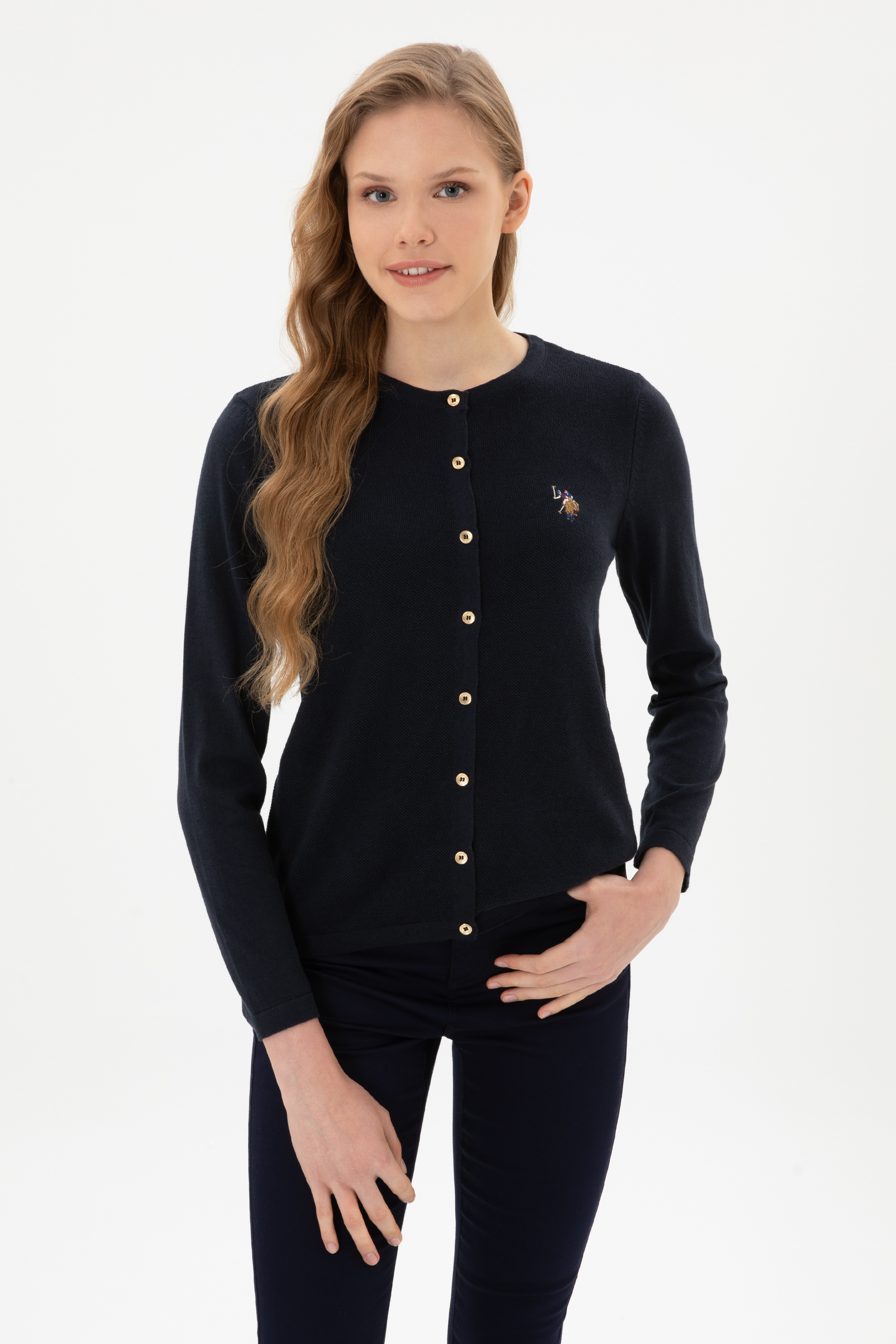 ژاکت تریکو لاجورد اندامی زنانه یو اس پولو | US POLO ASSN