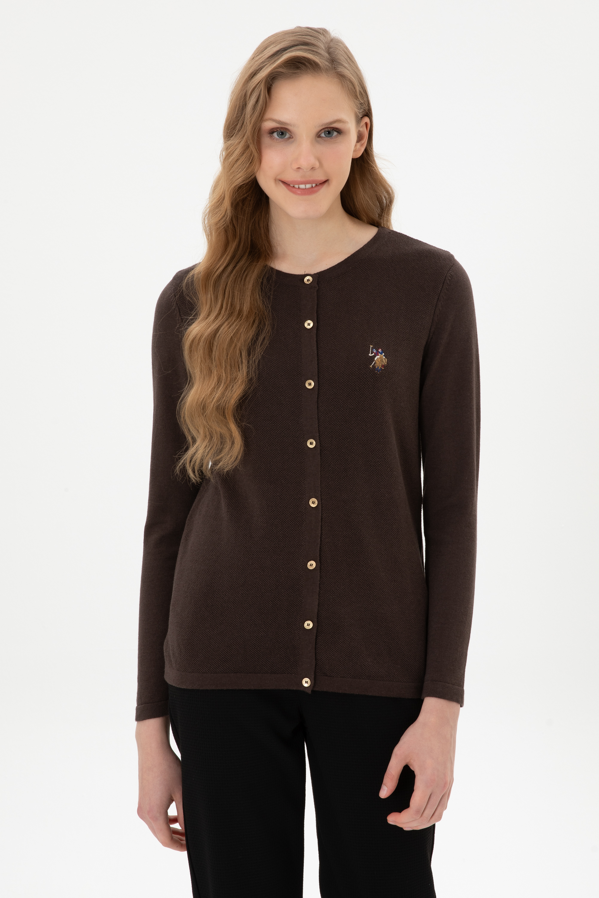 ژاکت قهوه ای تیره اندامی زنانه یو اس پولو | US POLO ASSN