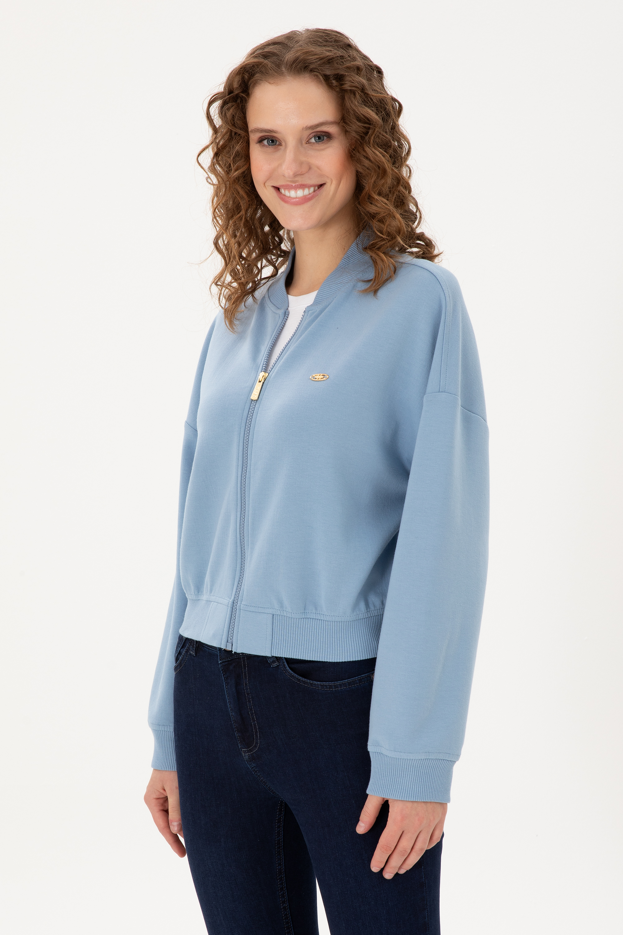 سویشرت سورمه ای روشن Oversize زنانه یو اس پولو | US POLO ASSN
