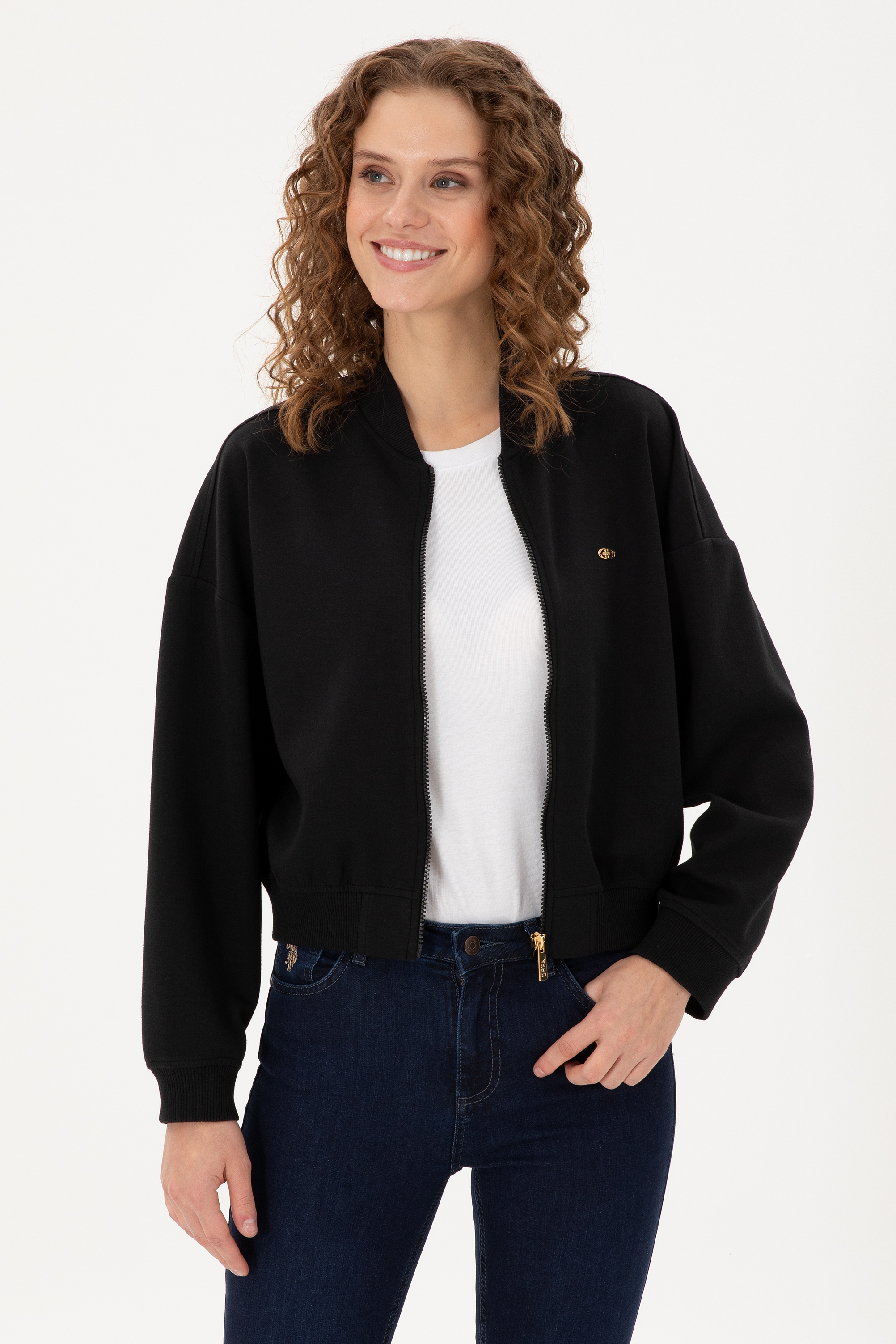 سویشرت سیاه Oversize زنانه یو اس پولو | US POLO ASSN