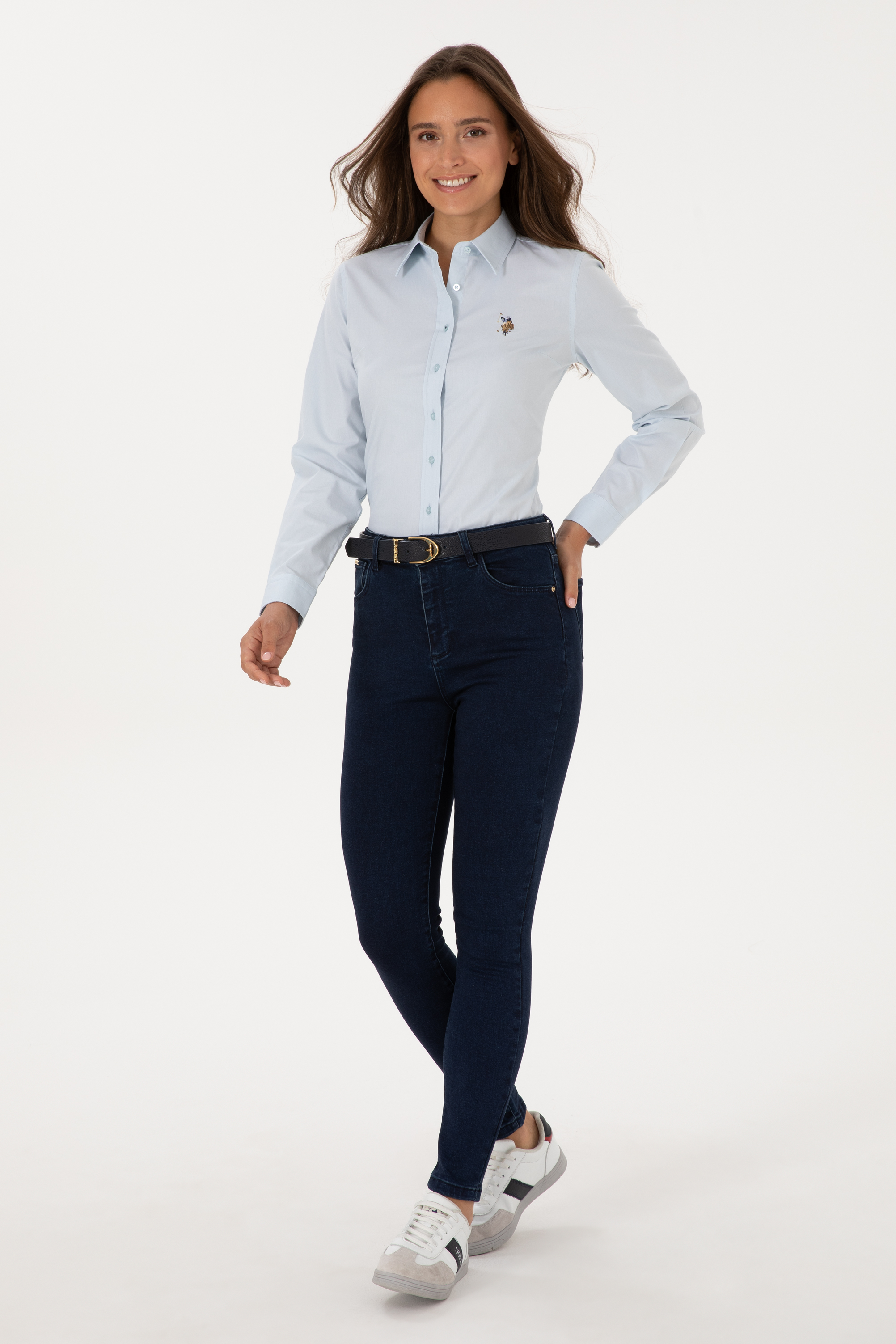 شلوار جین آبی تیره اسکینی فاق بلند زنانه یو اس پولو | US POLO ASSN