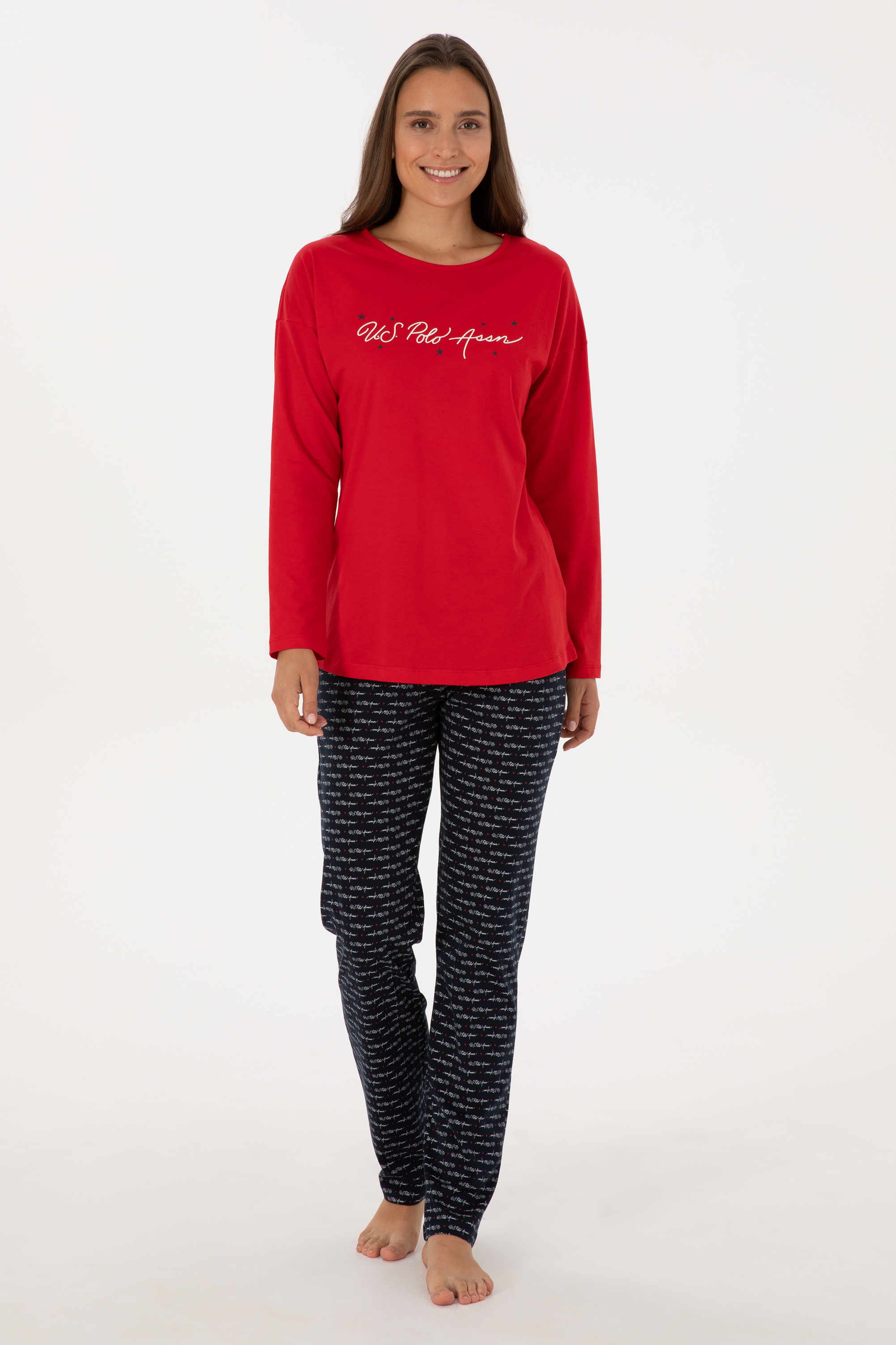 ست پیژامه قرمز استاندارد فیت زنانه یو اس پولو | US POLO ASSN