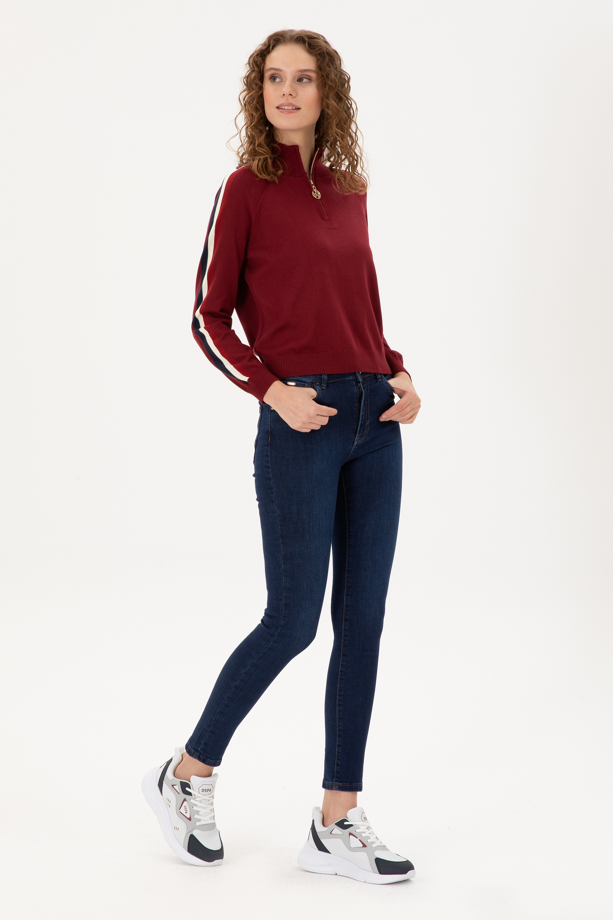 شلوار جین آبی تیره اسکینی زنانه یو اس پولو | US POLO ASSN