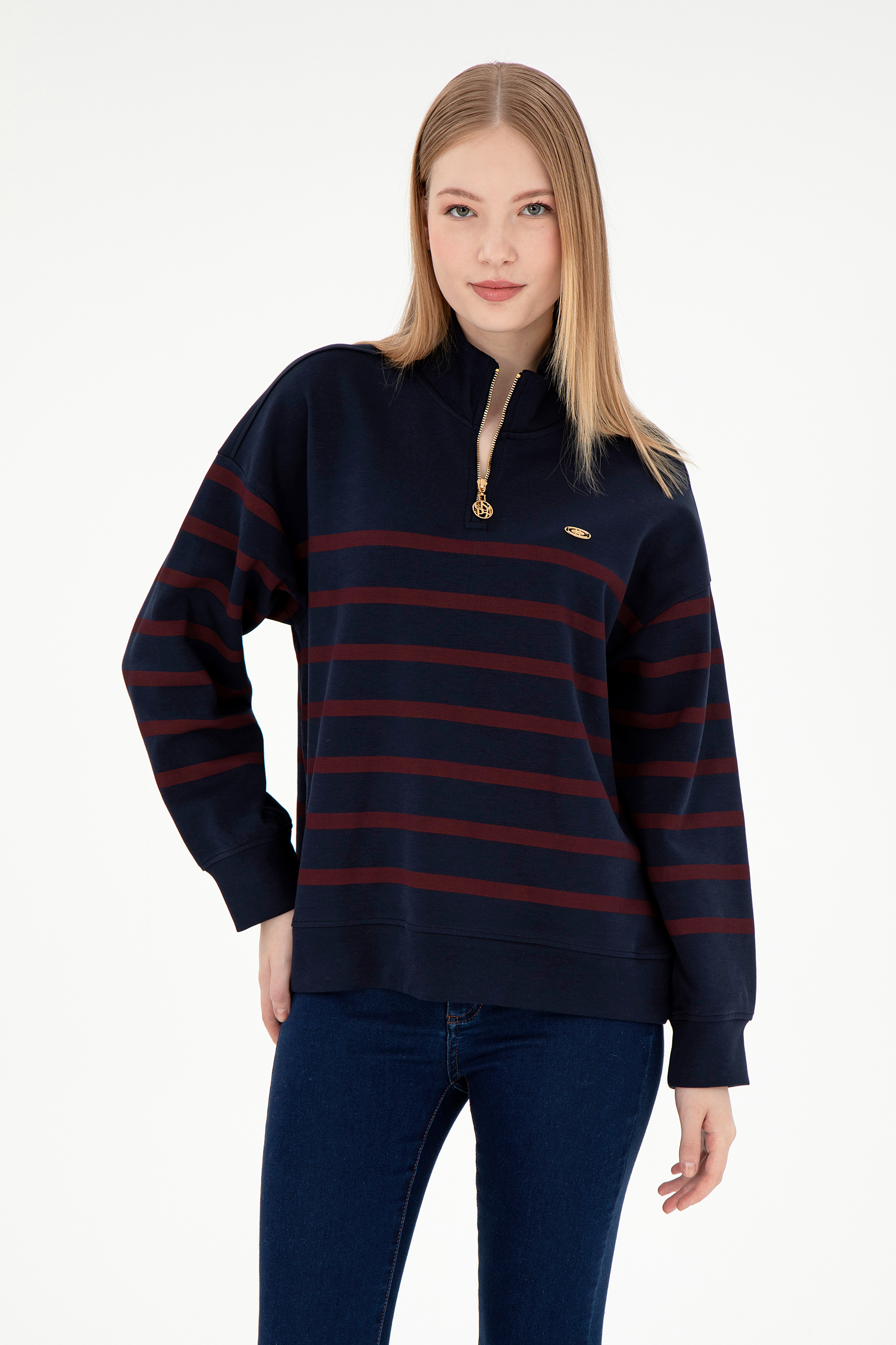 سویشرت لاجورد ریلکس زنانه یو اس پولو | US POLO ASSN