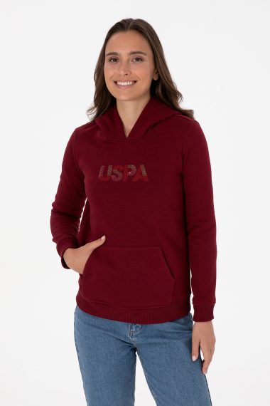 سویشرت هودی بیسیک  بورگاندی  رگولار  زنانه یو اس پولو | US POLO ASSN