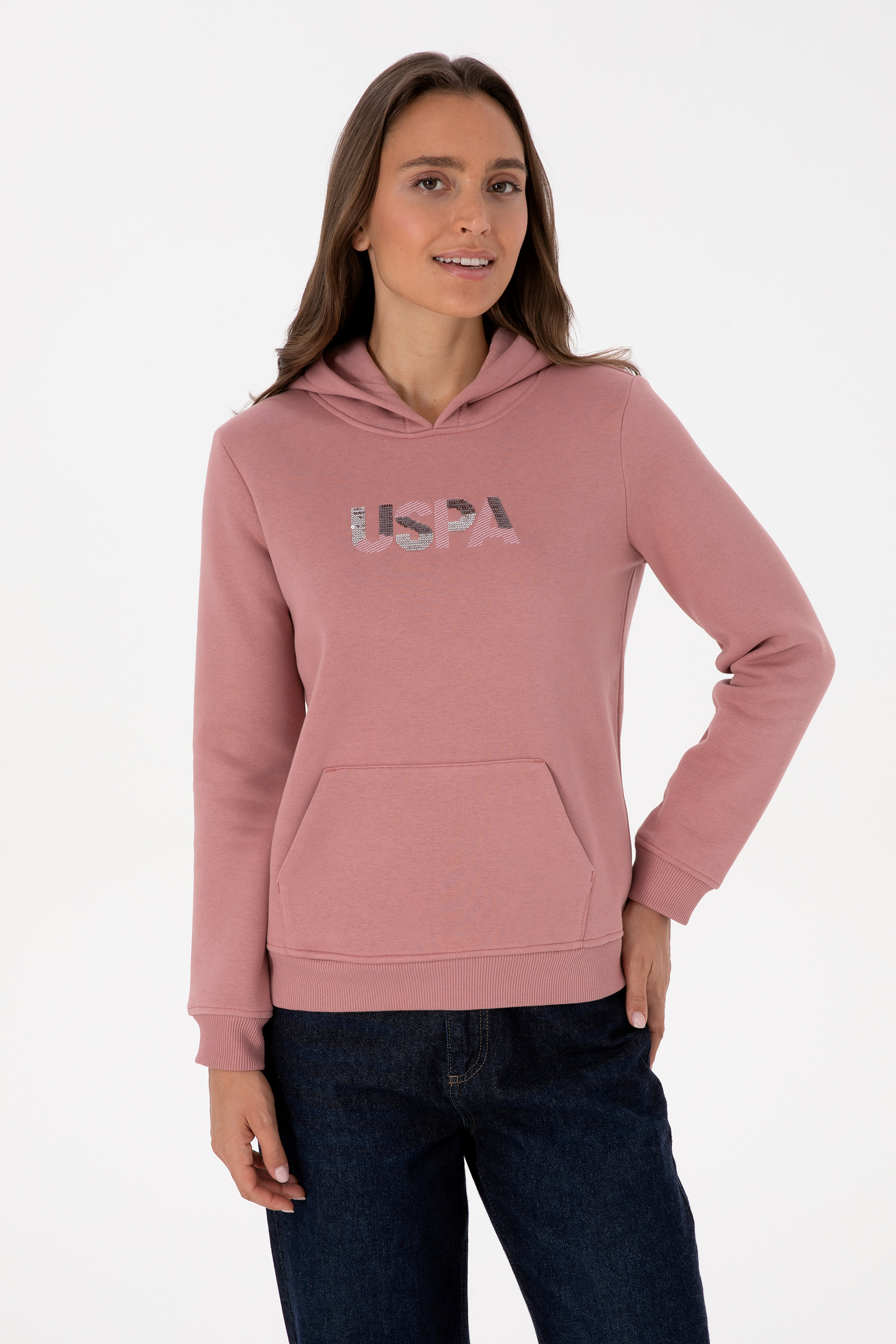 سویشرت صورتی رگولار زنانه یو اس پولو | US POLO ASSN