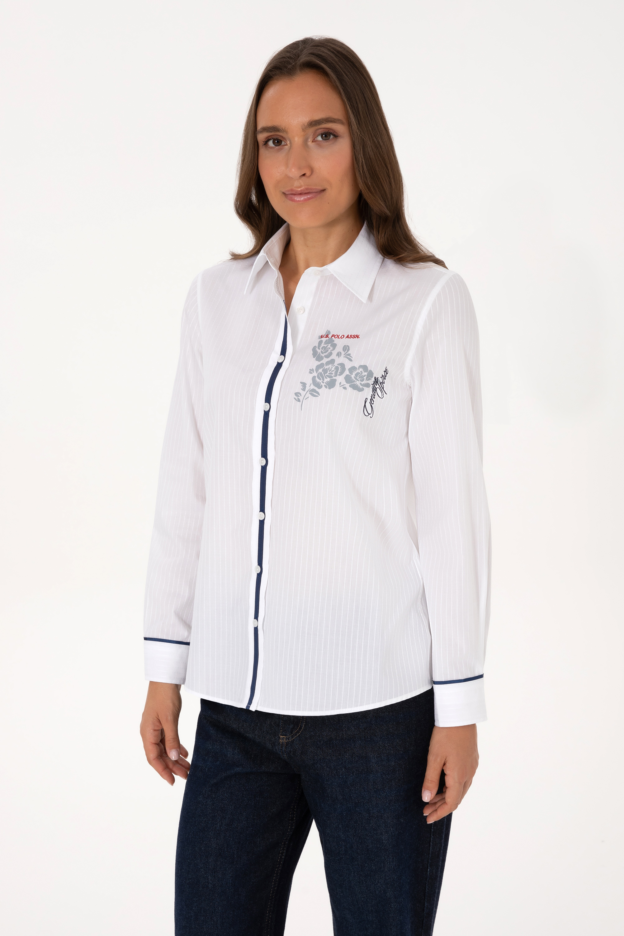 پیراهن سفید رگولار زنانه یو اس پولو | US POLO ASSN