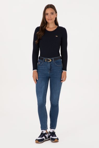 شلوار جین  آبی تیره  اسکینی فاق بلند  زنانه یو اس پولو | US POLO ASSN