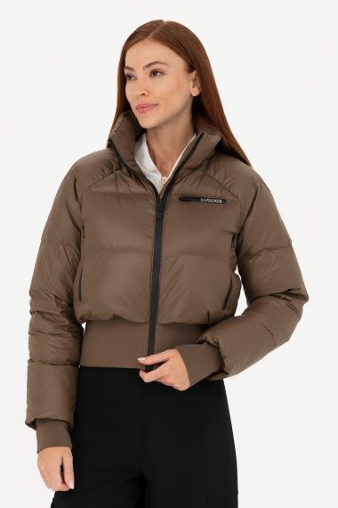 کاپشن  نارگیلی  BOMBER CROP  زنانه یو اس پولو | US POLO ASSN