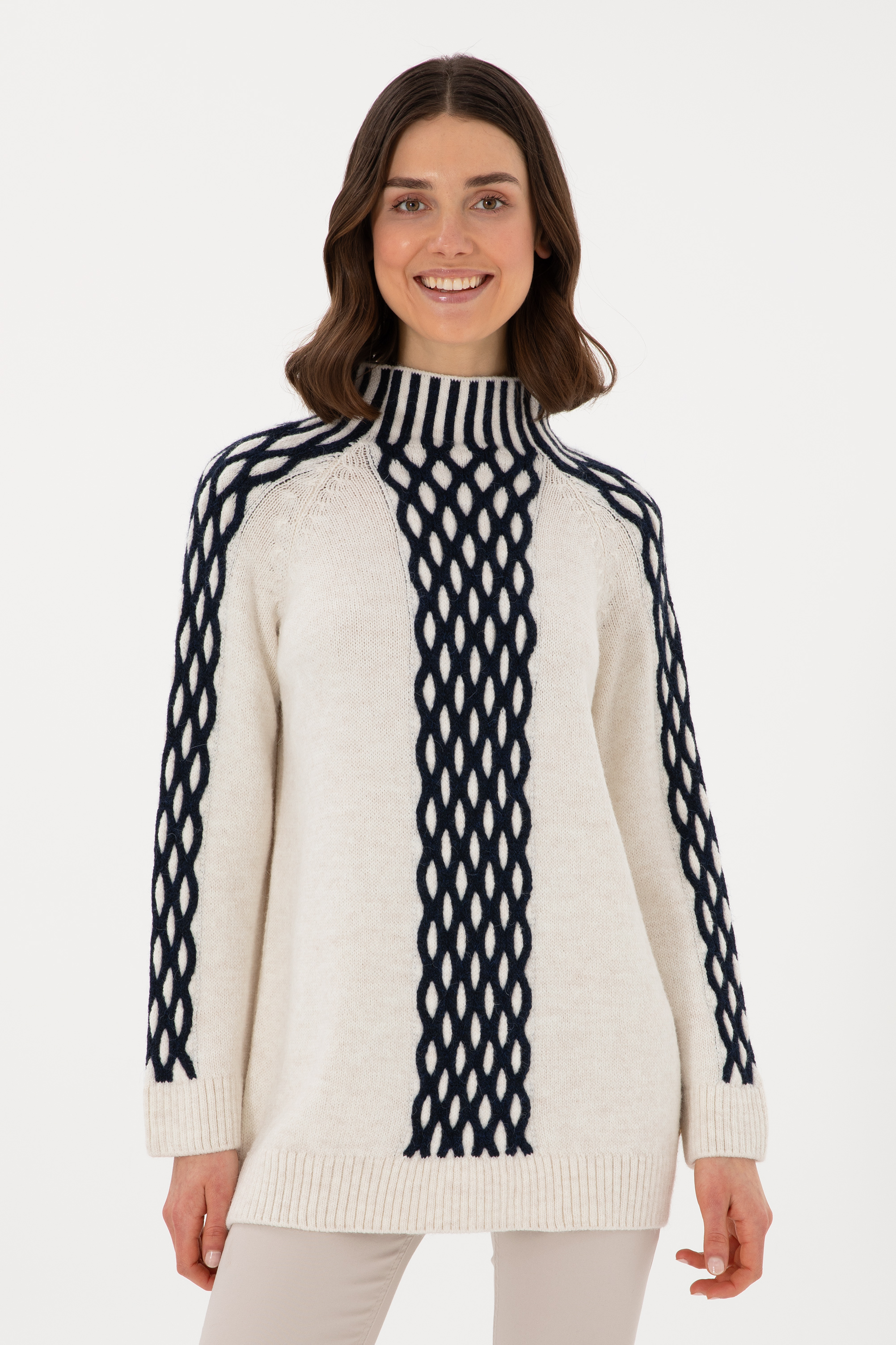 بافت سفید Oversize زنانه یو اس پولو | US POLO ASSN