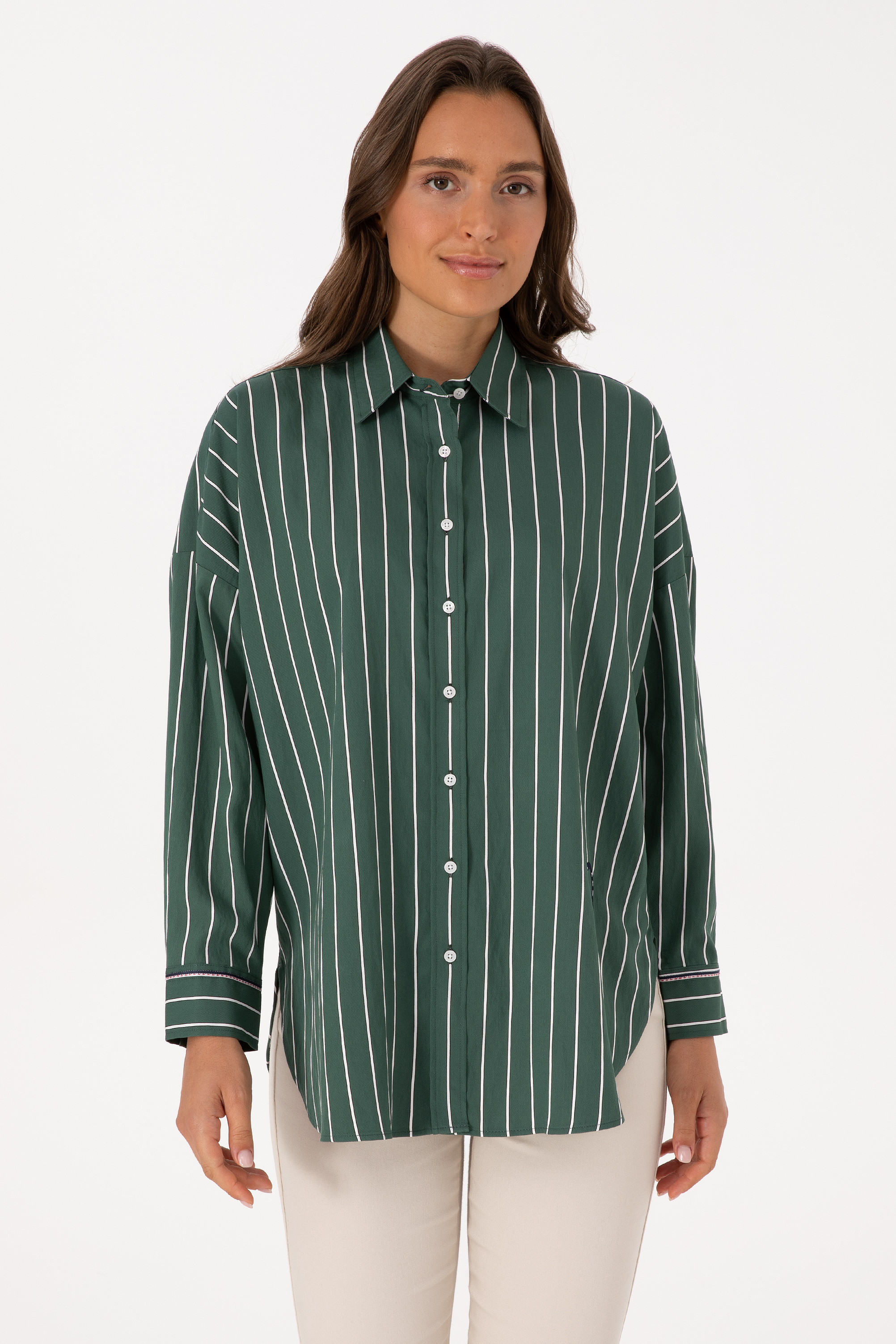 پیراهن سبز تیره Oversize زنانه یو اس پولو | US POLO ASSN