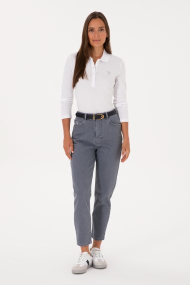 شلوار جین  خاکستری  MOM HIGH WAIST  زنانه یو اس پولو | US POLO ASSN