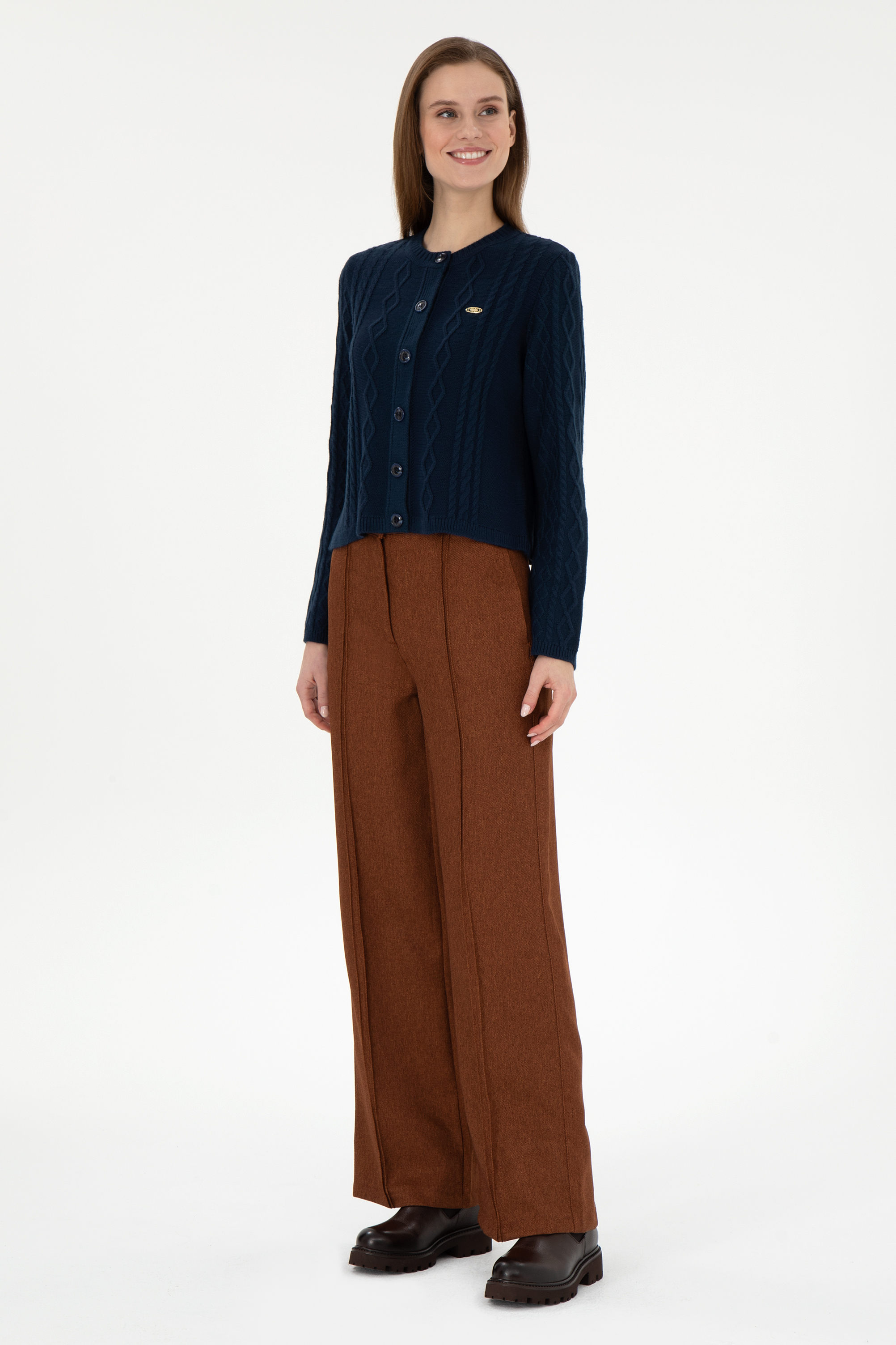 شلوار کانواس قهوه ای Loose زنانه یو اس پولو | US POLO ASSN