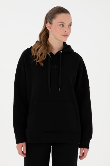 سویشرت هودی هودی سیاه  Oversize آستین بلند زنانه یو اس پولو | US POLO ASSN