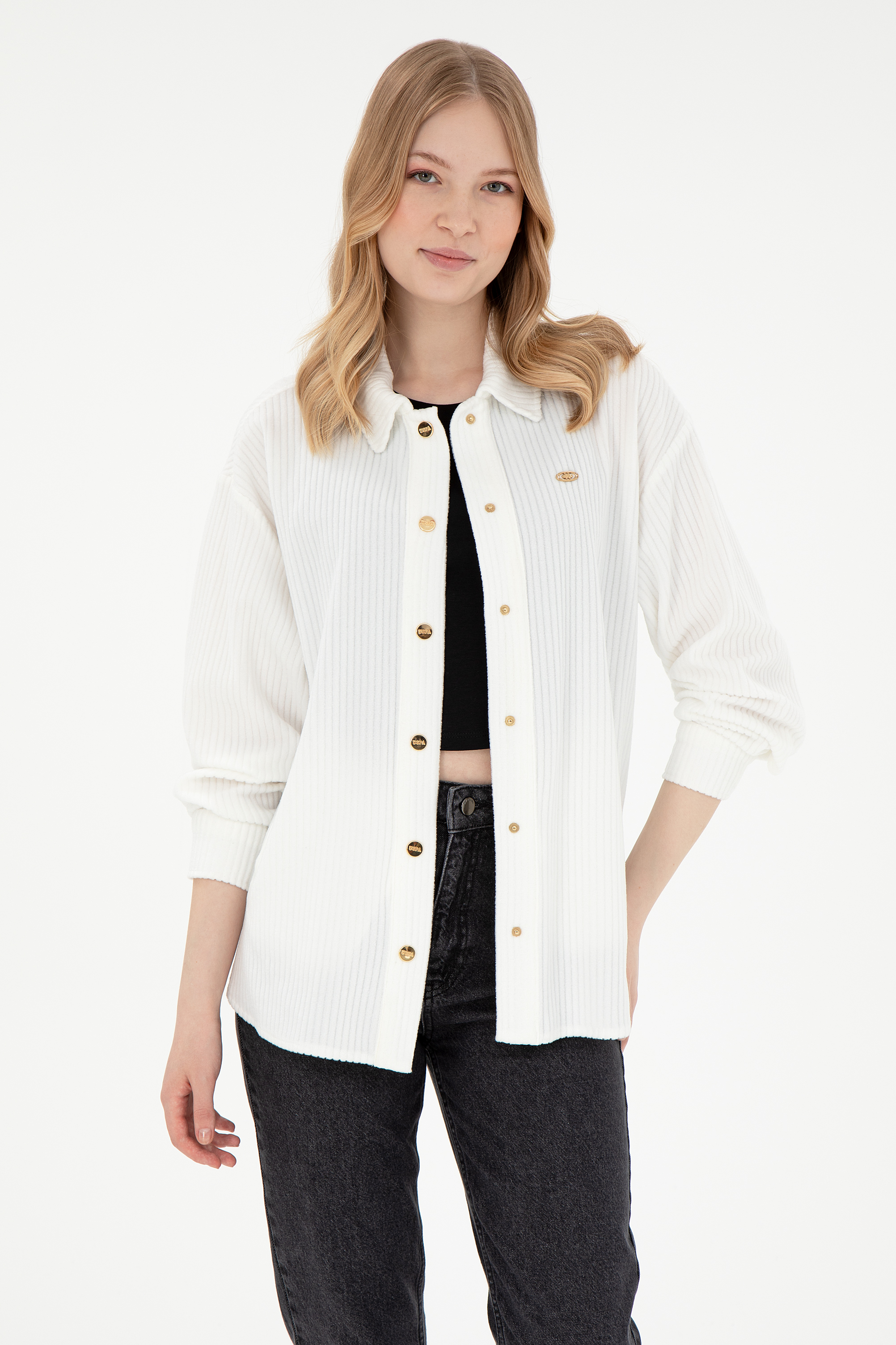پیراهن سفید Oversize زنانه یو اس پولو | US POLO ASSN