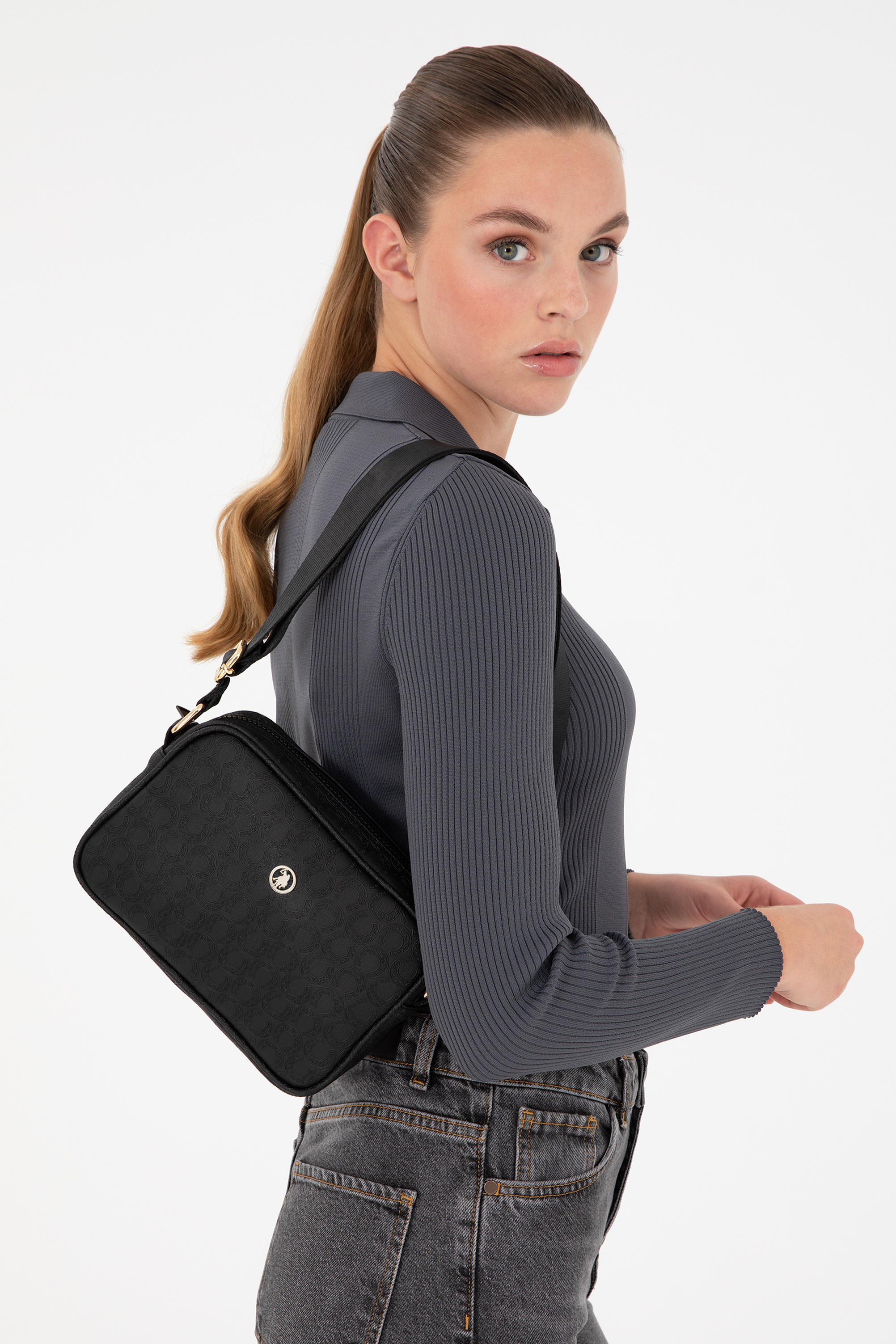 کیف رودوشی سیاه استاندارد فیت زنانه یو اس پولو | US POLO ASSN