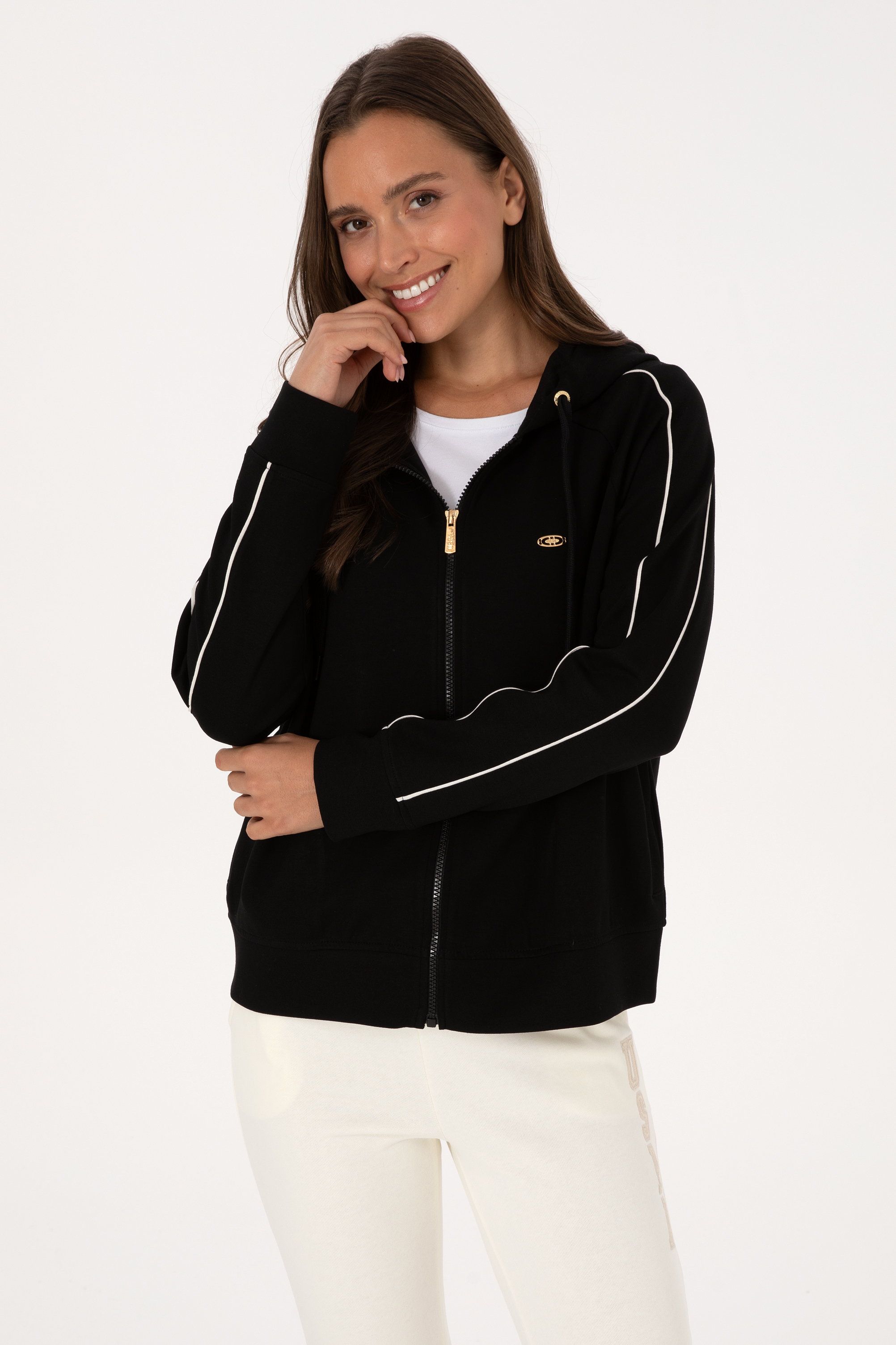 سویشرت سیاه ریلکس زنانه یو اس پولو | US POLO ASSN