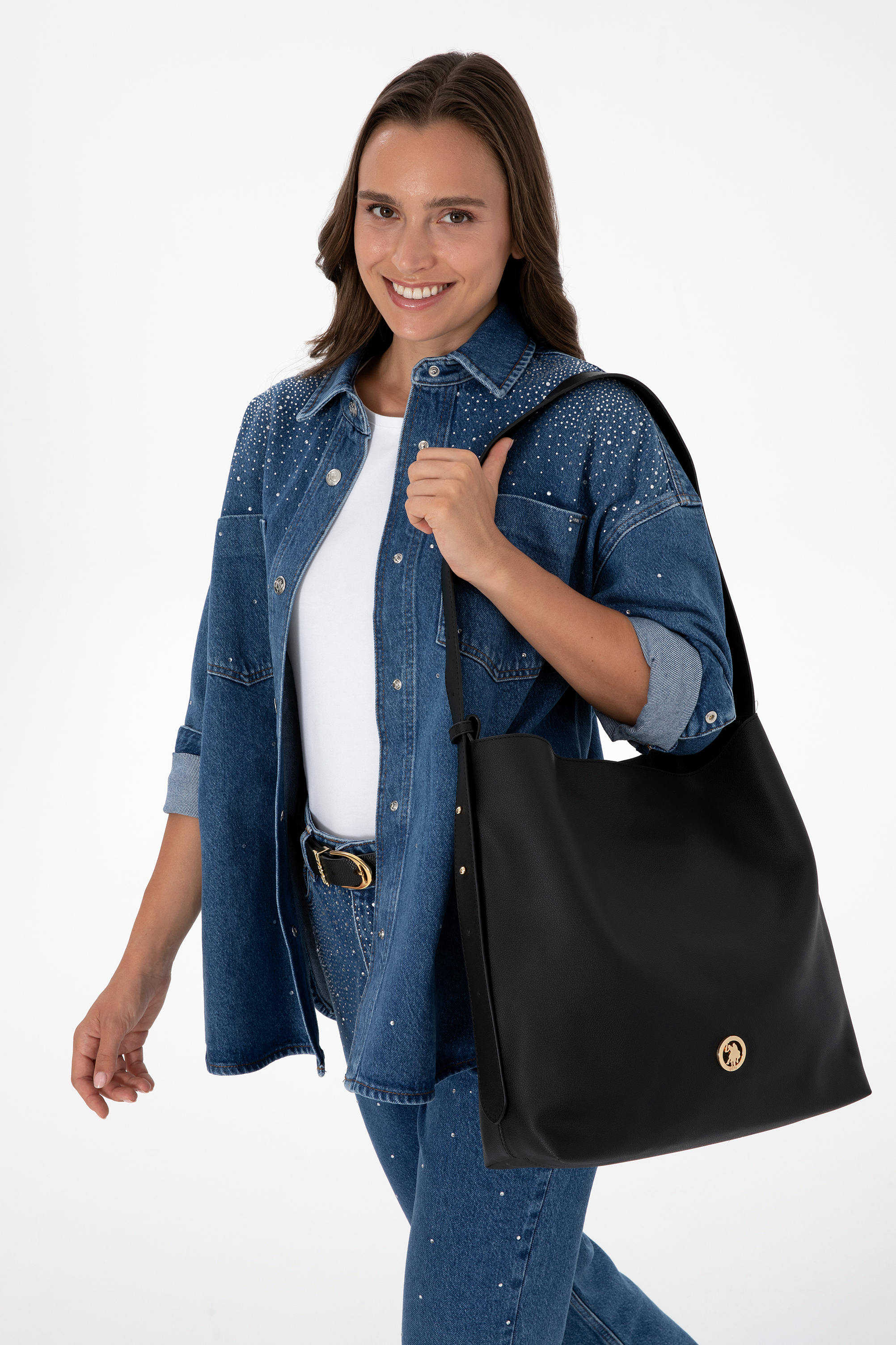 کیف رودوشی سیاه استاندارد فیت زنانه یو اس پولو | US POLO ASSN