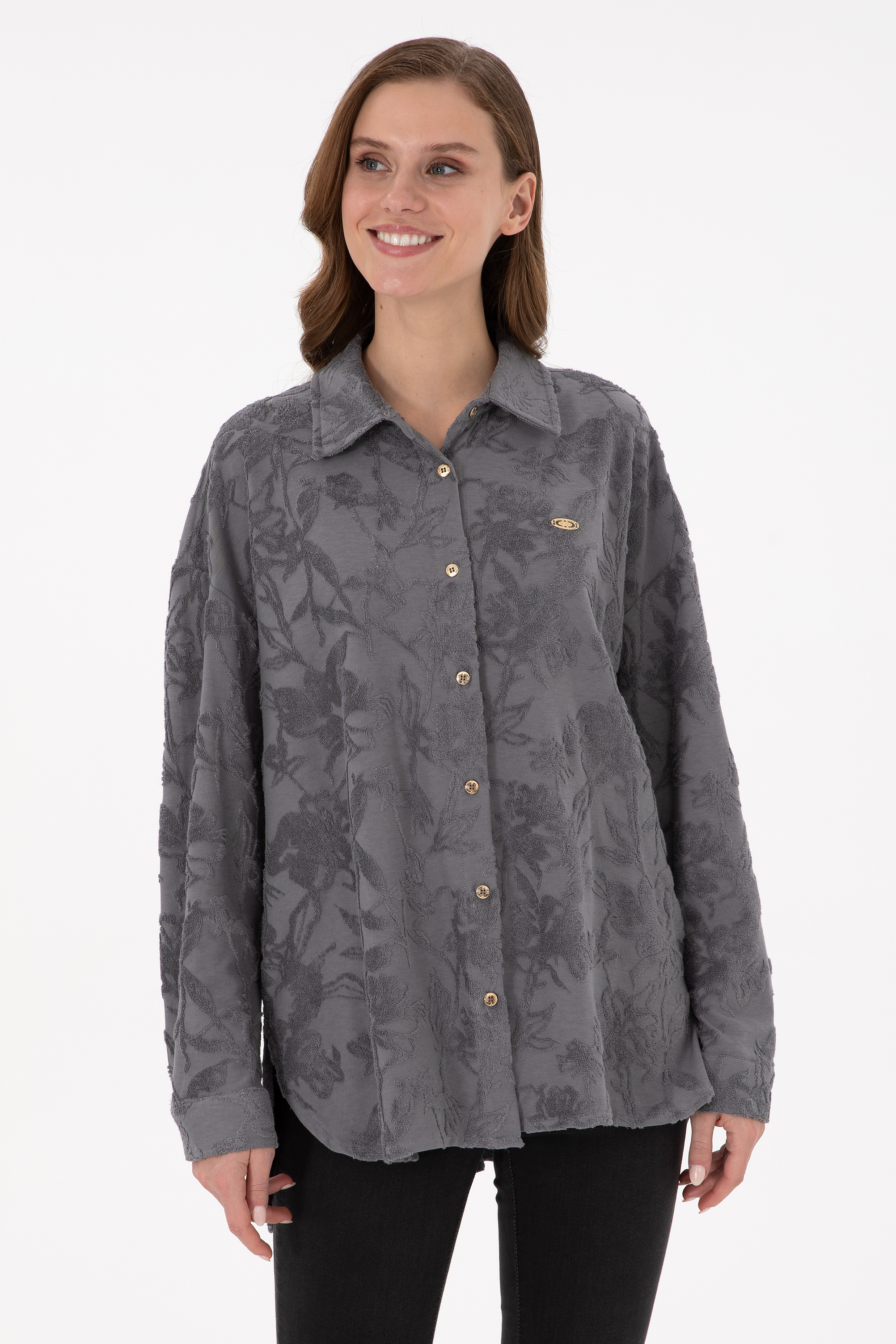 پیراهن خاکستری رگولار زنانه یو اس پولو | US POLO ASSN