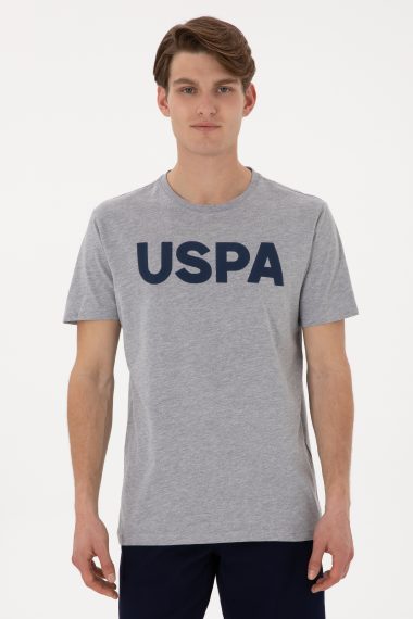 تی شرت بیسیک یقه گرد خاکستری ملانژ  رگولار آستین کوتاه مردانه یو اس پولو | US POLO ASSN