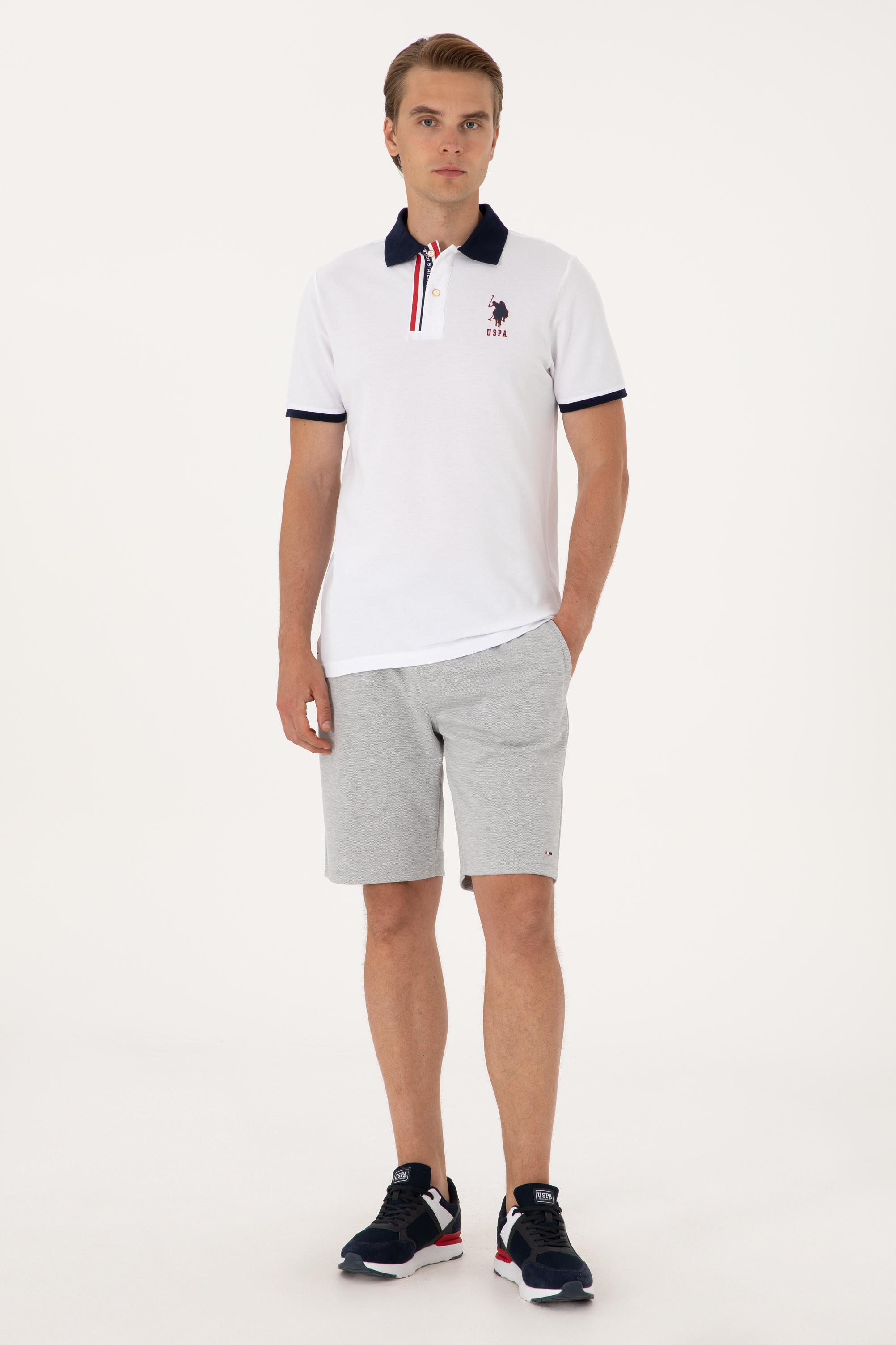 شلوارک خاکستری ملانژ رگولار مردانه یو اس پولو | US POLO ASSN