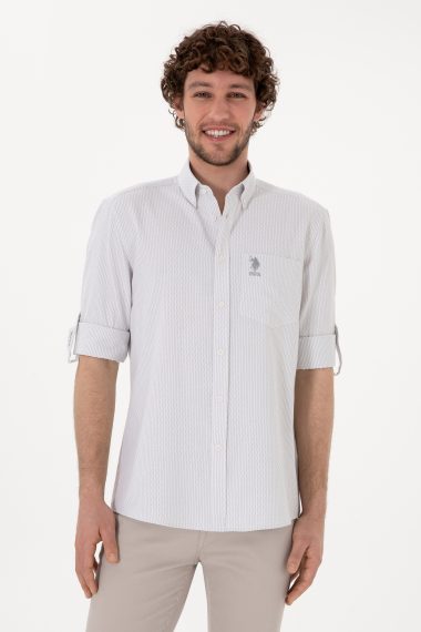 پیراهن  خاکستری ملانژ  رگولار  مردانه یو اس پولو | US POLO ASSN
