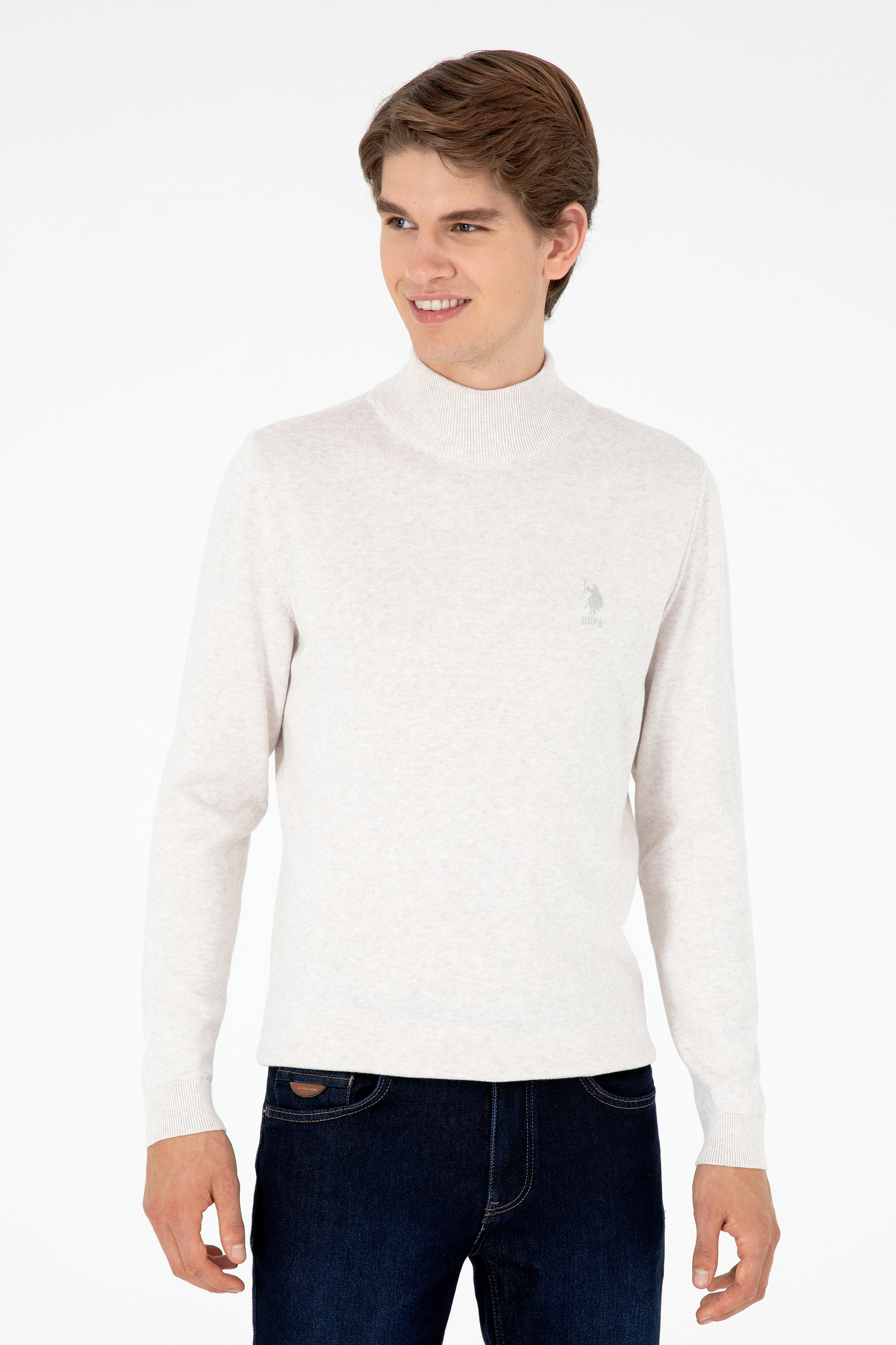 بافت بیسیک خاکستری ملانژ اندامی مردانه یو اس پولو | US POLO ASSN