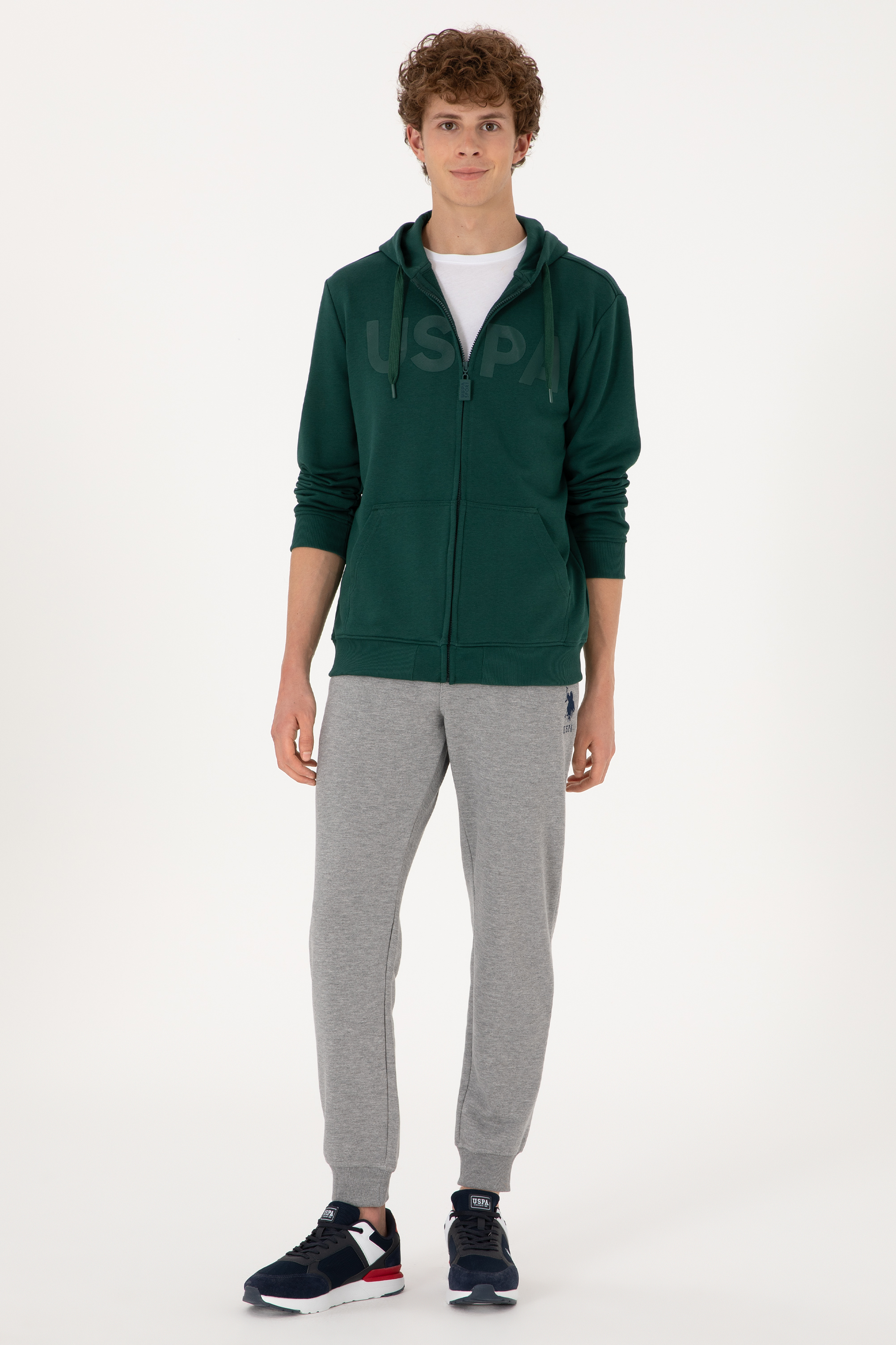 شلوار ورزشی خاکستری ملانژ اندامی مردانه یو اس پولو | US POLO ASSN