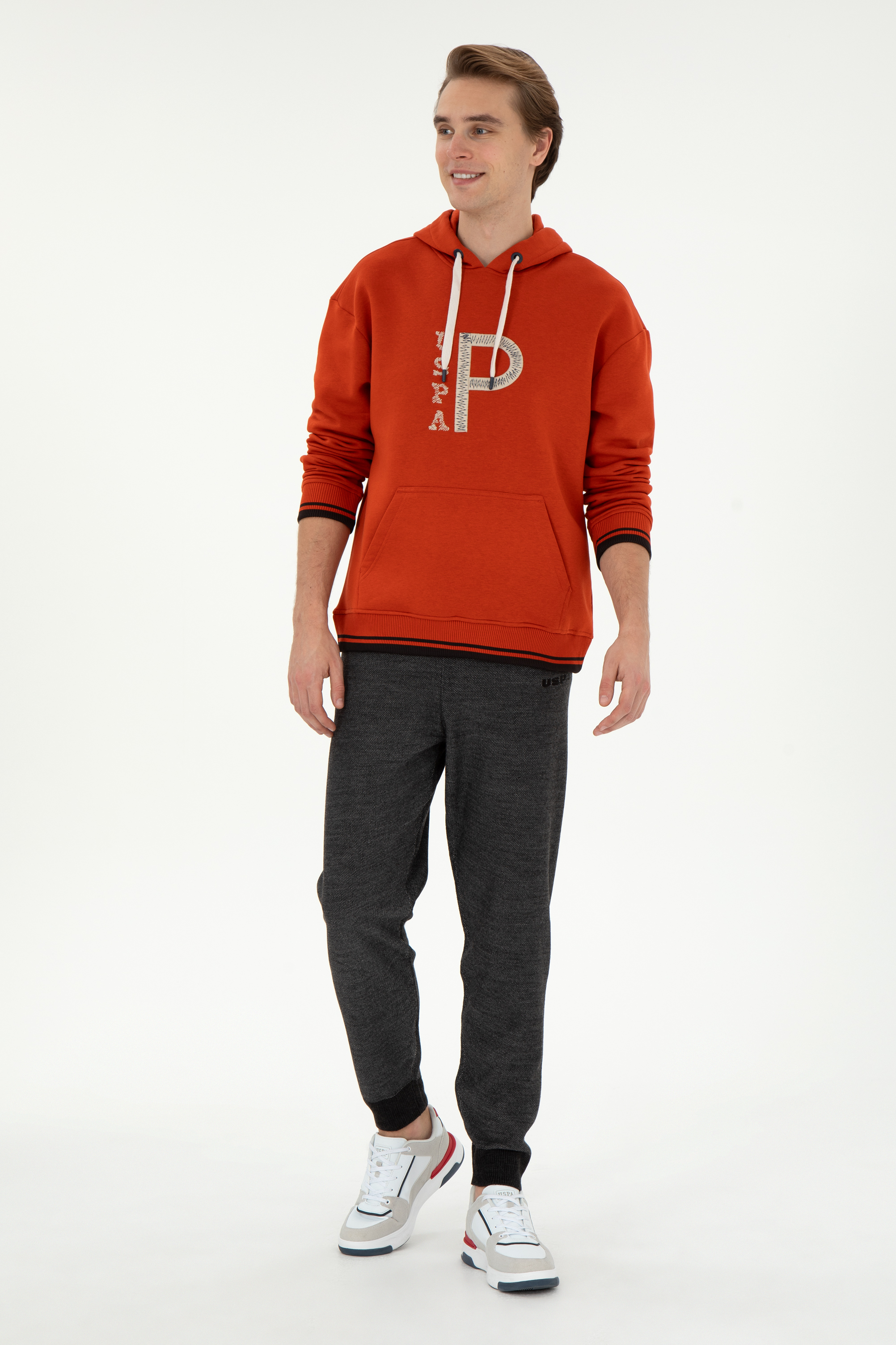 شلوار تریکو زغالی ملانژ JOGGING مردانه یو اس پولو | US POLO ASSN