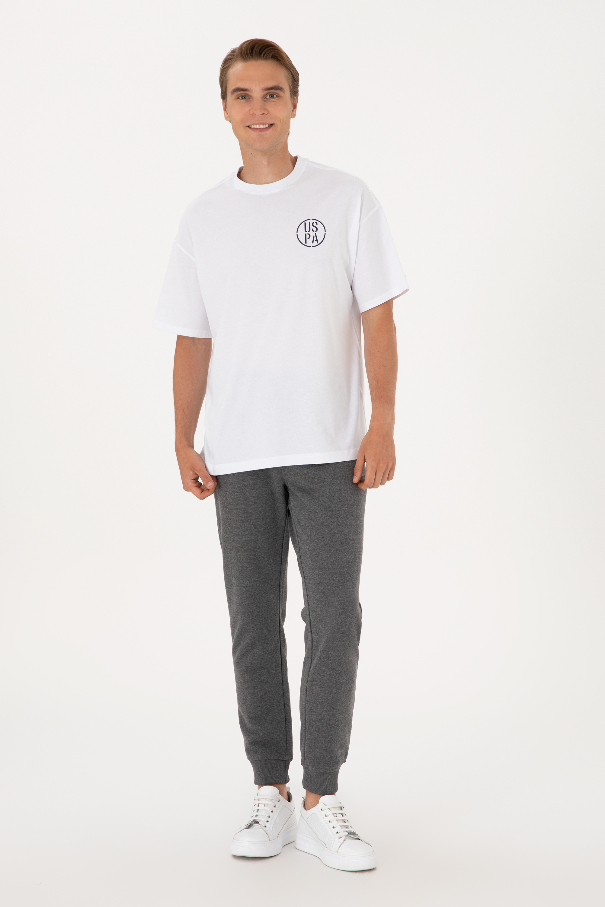 شلوار ورزشی زغالی ملانژ رگولار مردانه یو اس پولو | US POLO ASSN