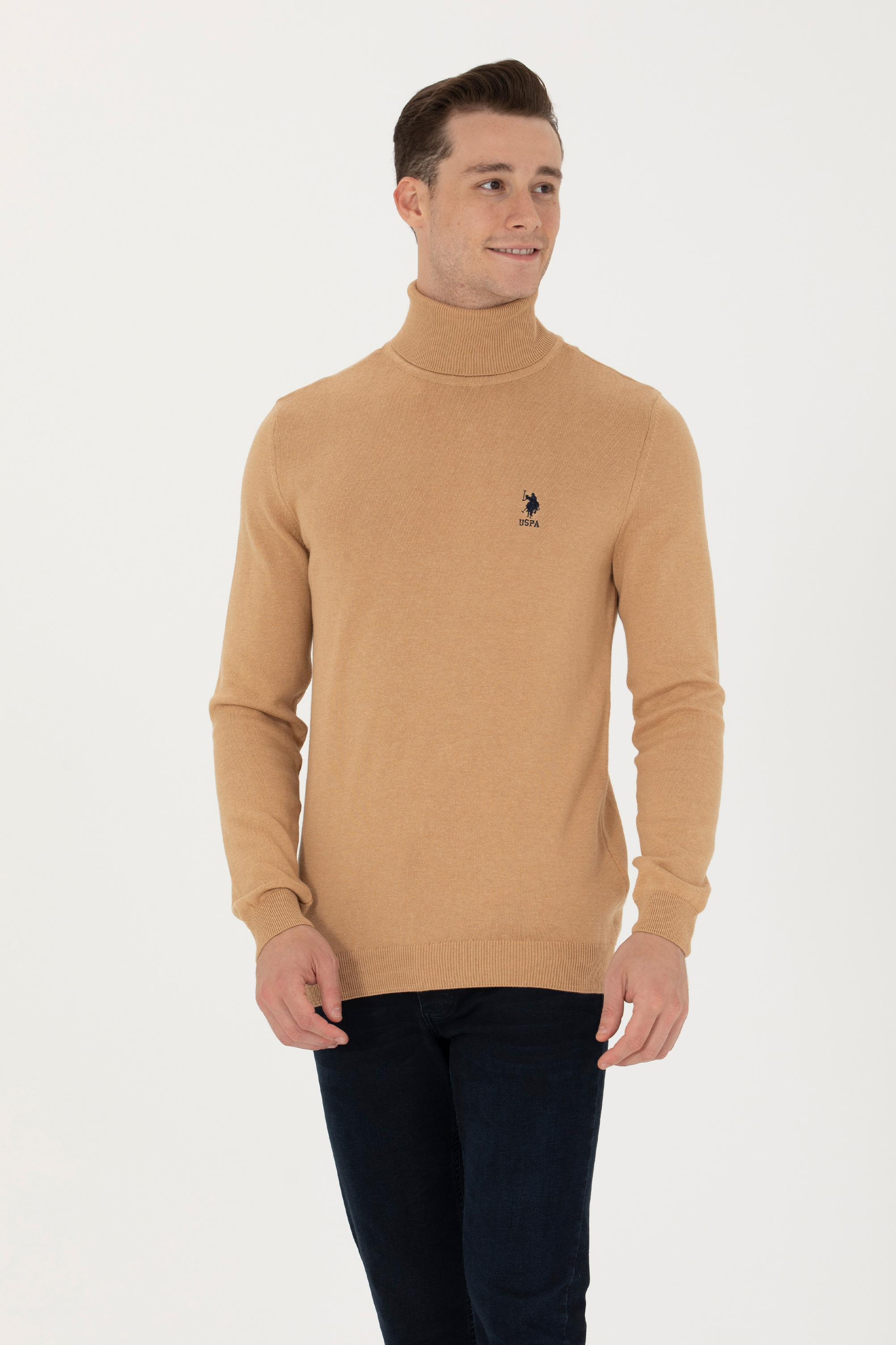 بافت بیسیک کرمی ملانژ اندامی مردانه یو اس پولو | US POLO ASSN