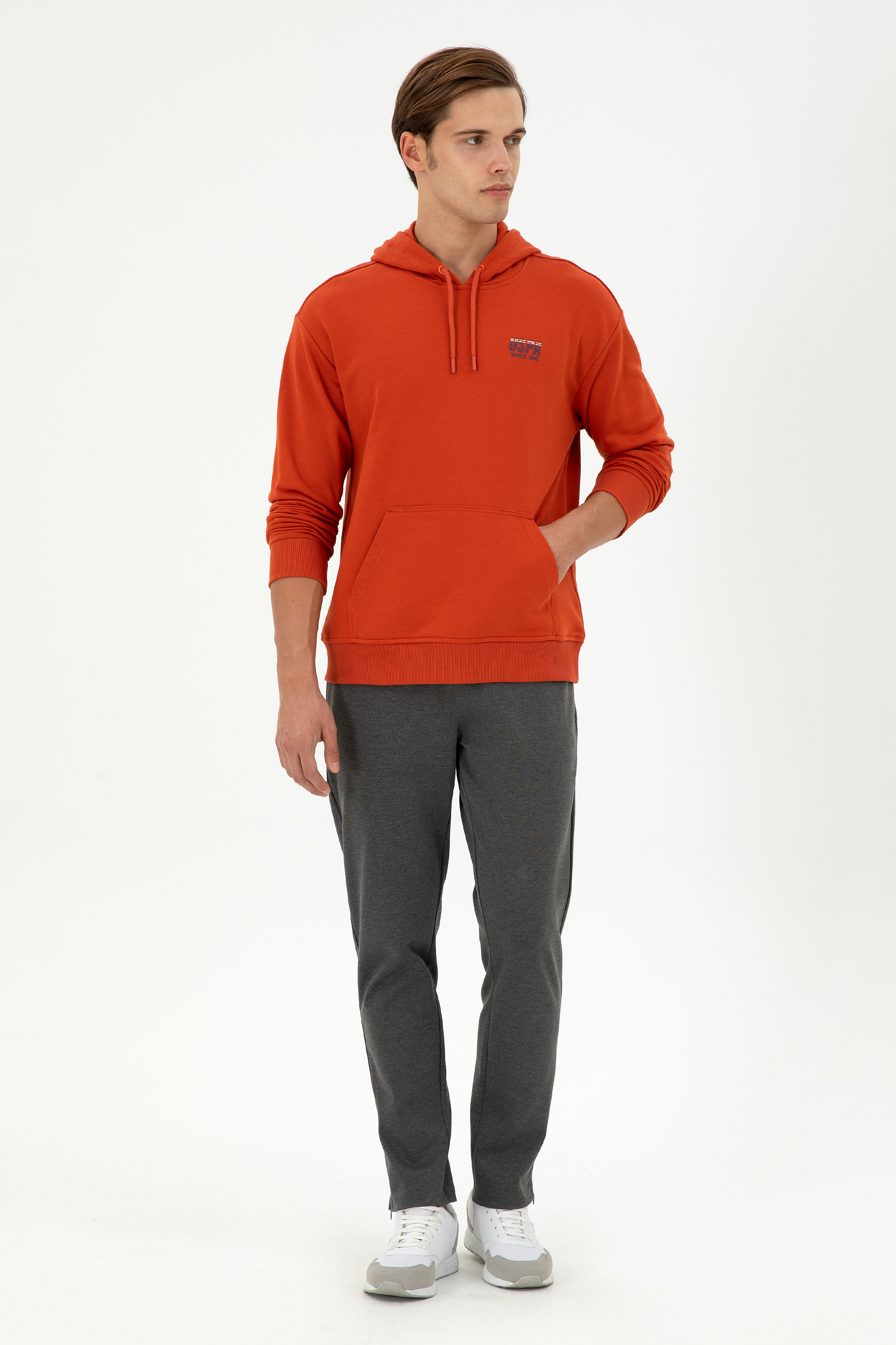 شلوار ورزشی زغالی ملانژ اندامی مردانه یو اس پولو | US POLO ASSN