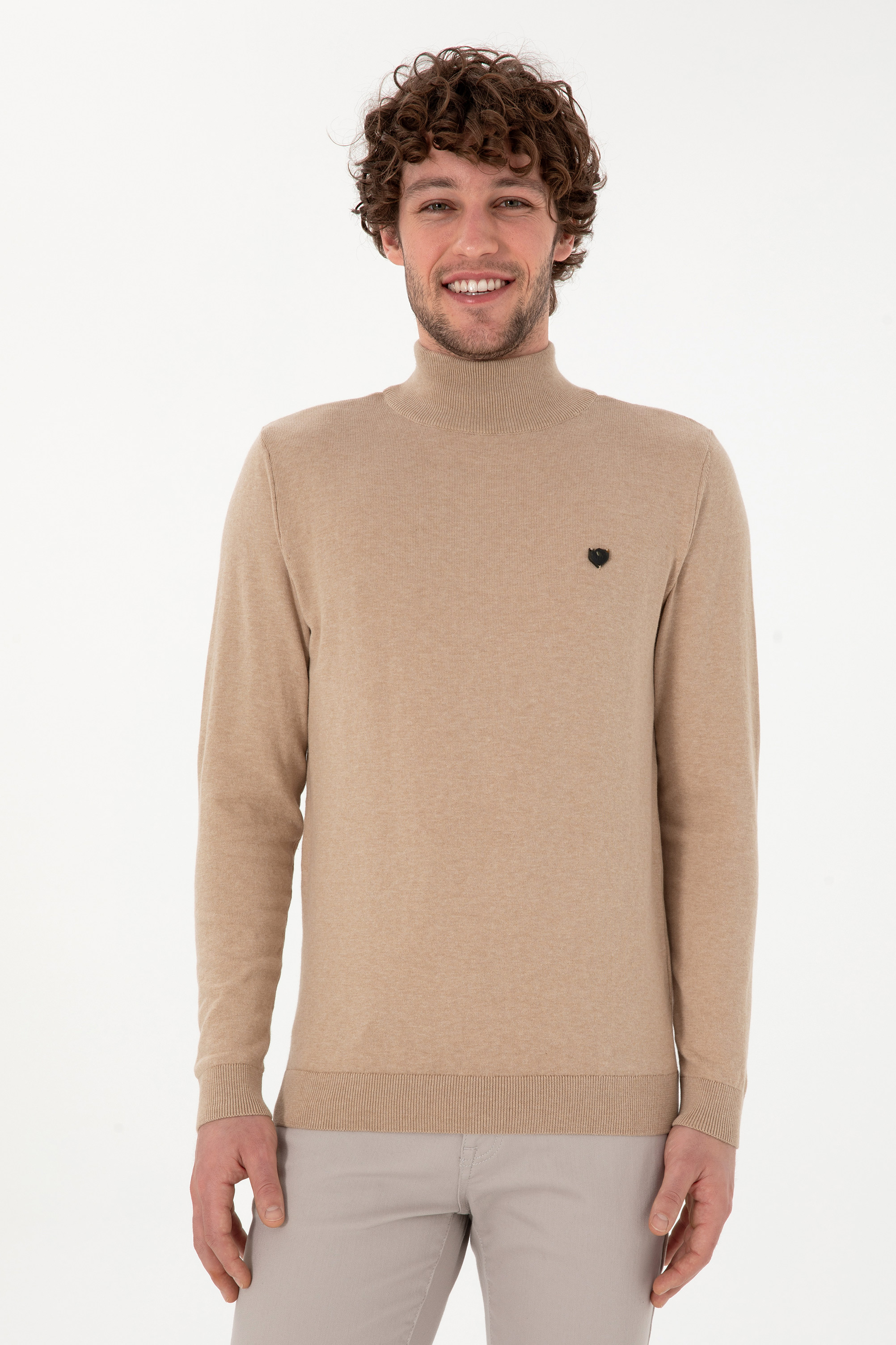 بافت بیسیک کرمی ملانژ اندامی مردانه یو اس پولو | US POLO ASSN