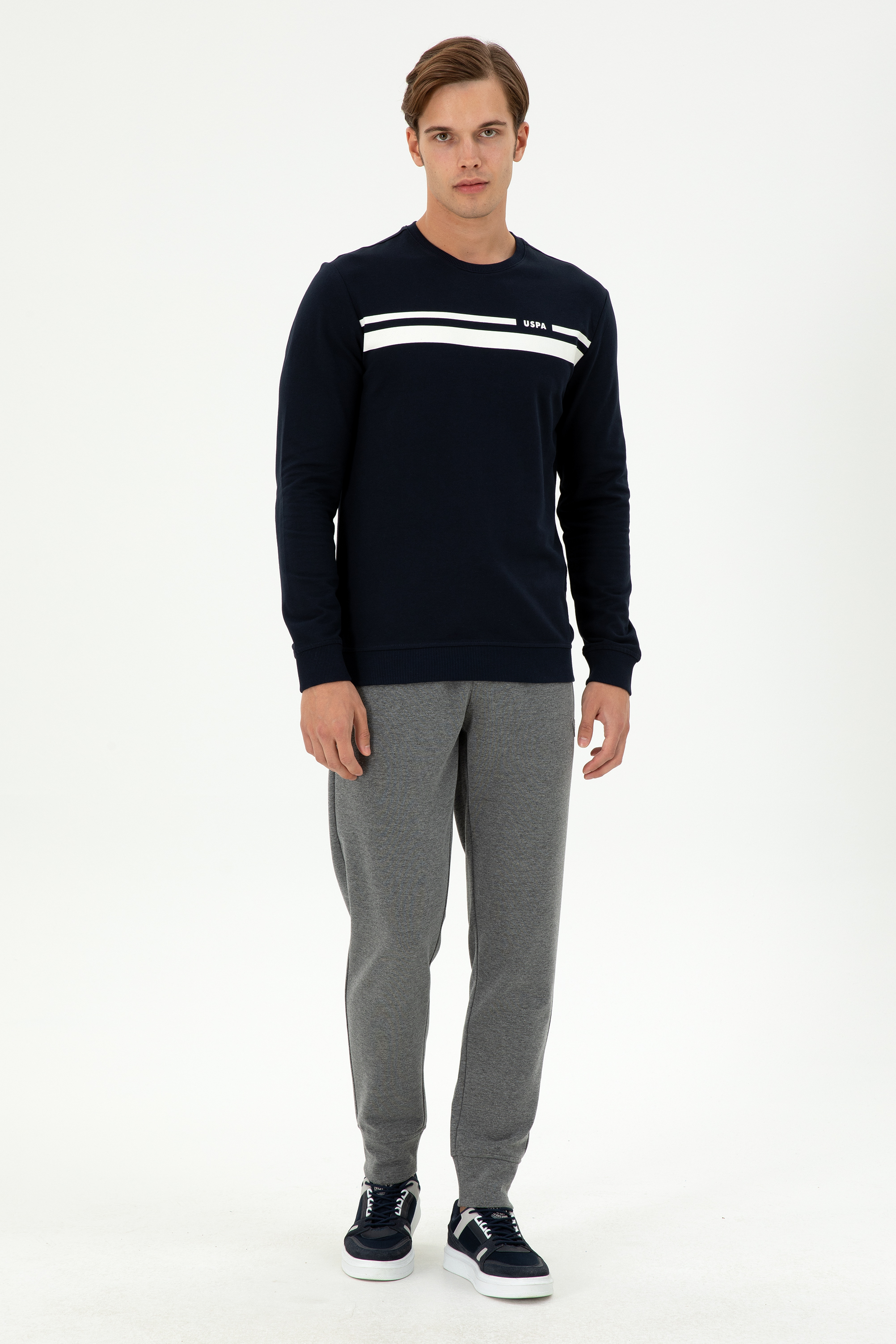 شلوار ورزشی زغالی ملانژ اندامی مردانه یو اس پولو | US POLO ASSN